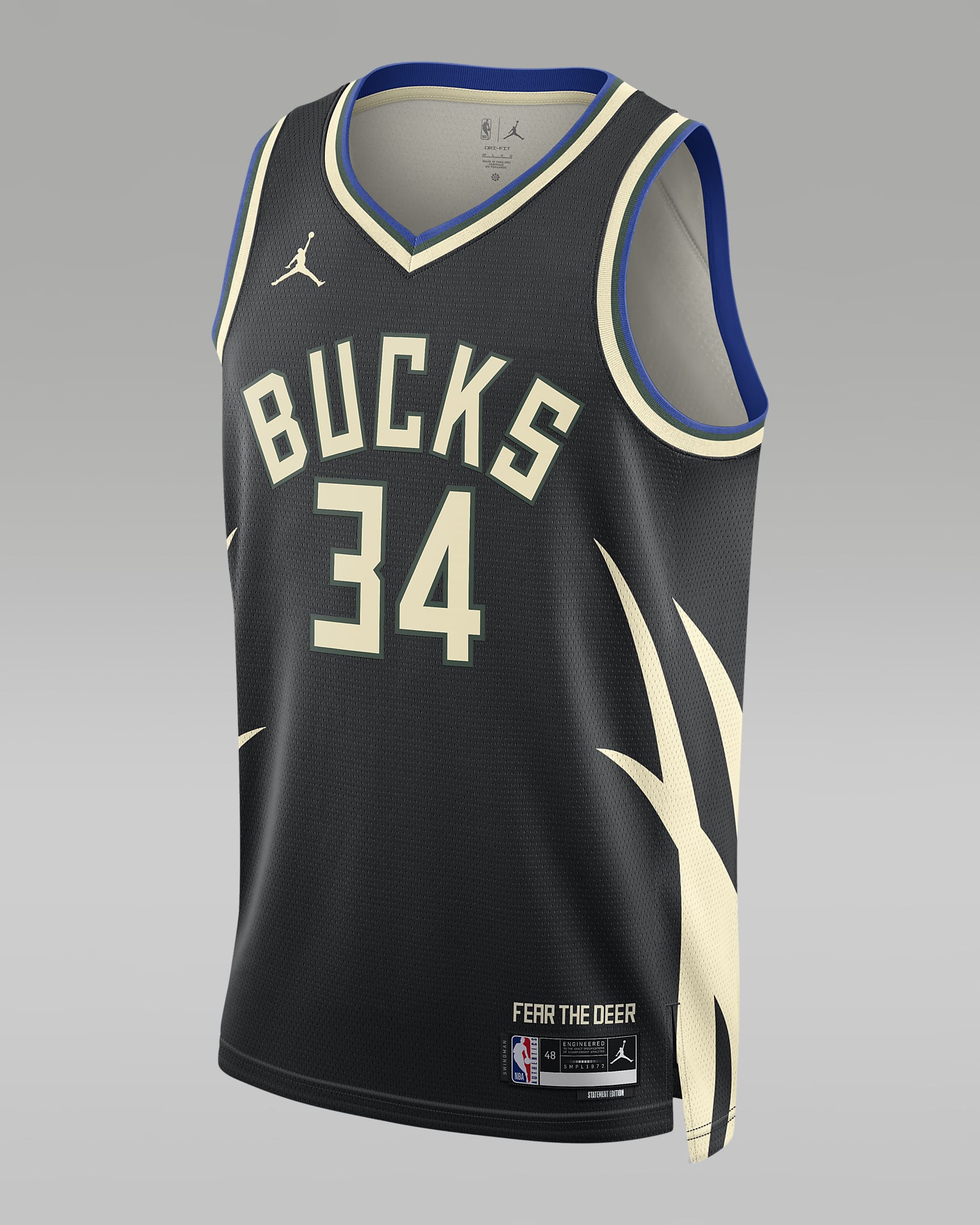 เสื้อแข่งผู้ชาย Jordan Dri-FIT NBA Swingman Milwaukee Bucks Statement Edition - ดำ