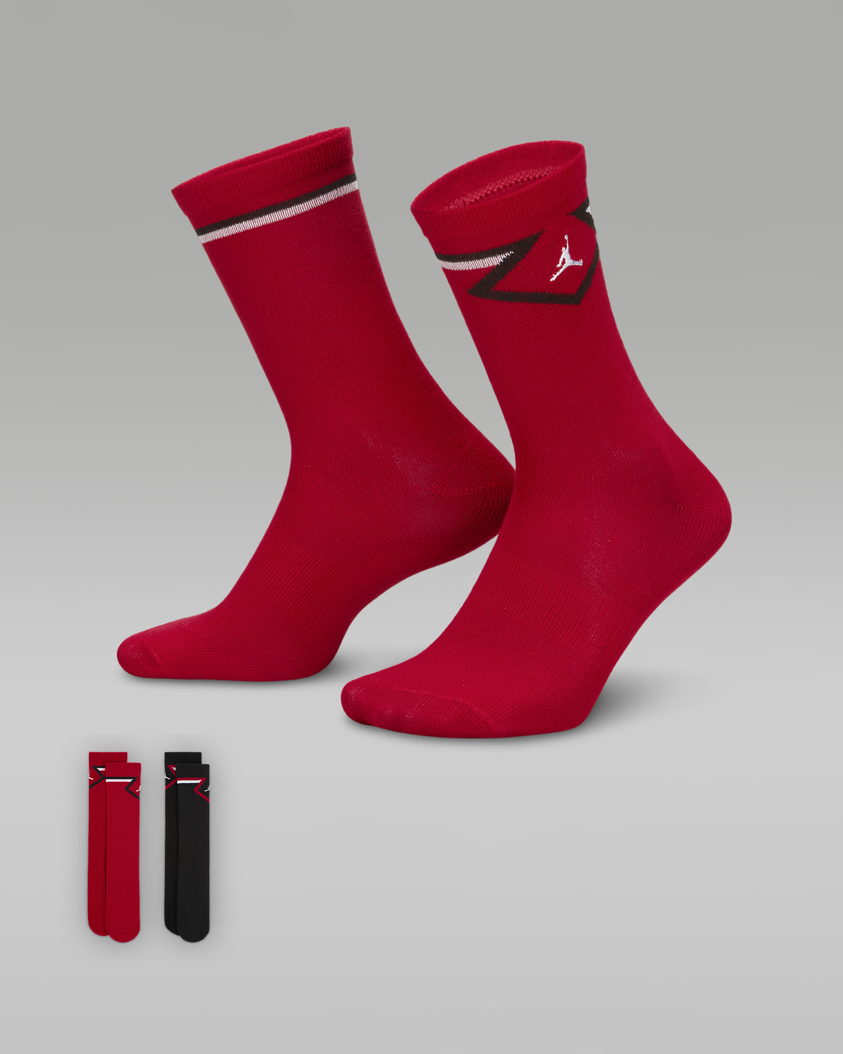Jordan Older Kids' Diamond High Crew Socks (2 Pairs) - Gym Red