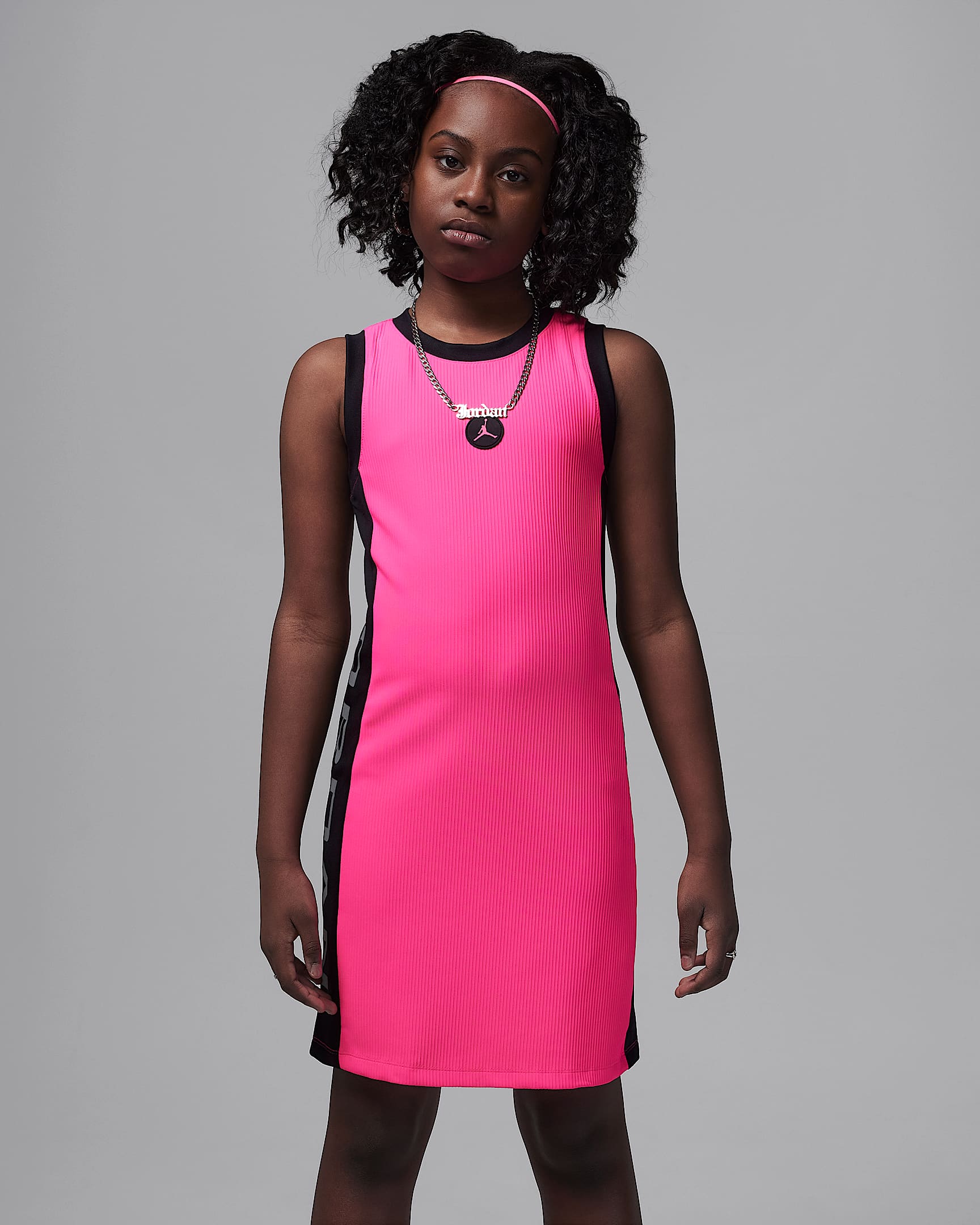 Jordan geripptes "She Takes Flight"-Kleid (ältere Kinder) - Hyper Pink