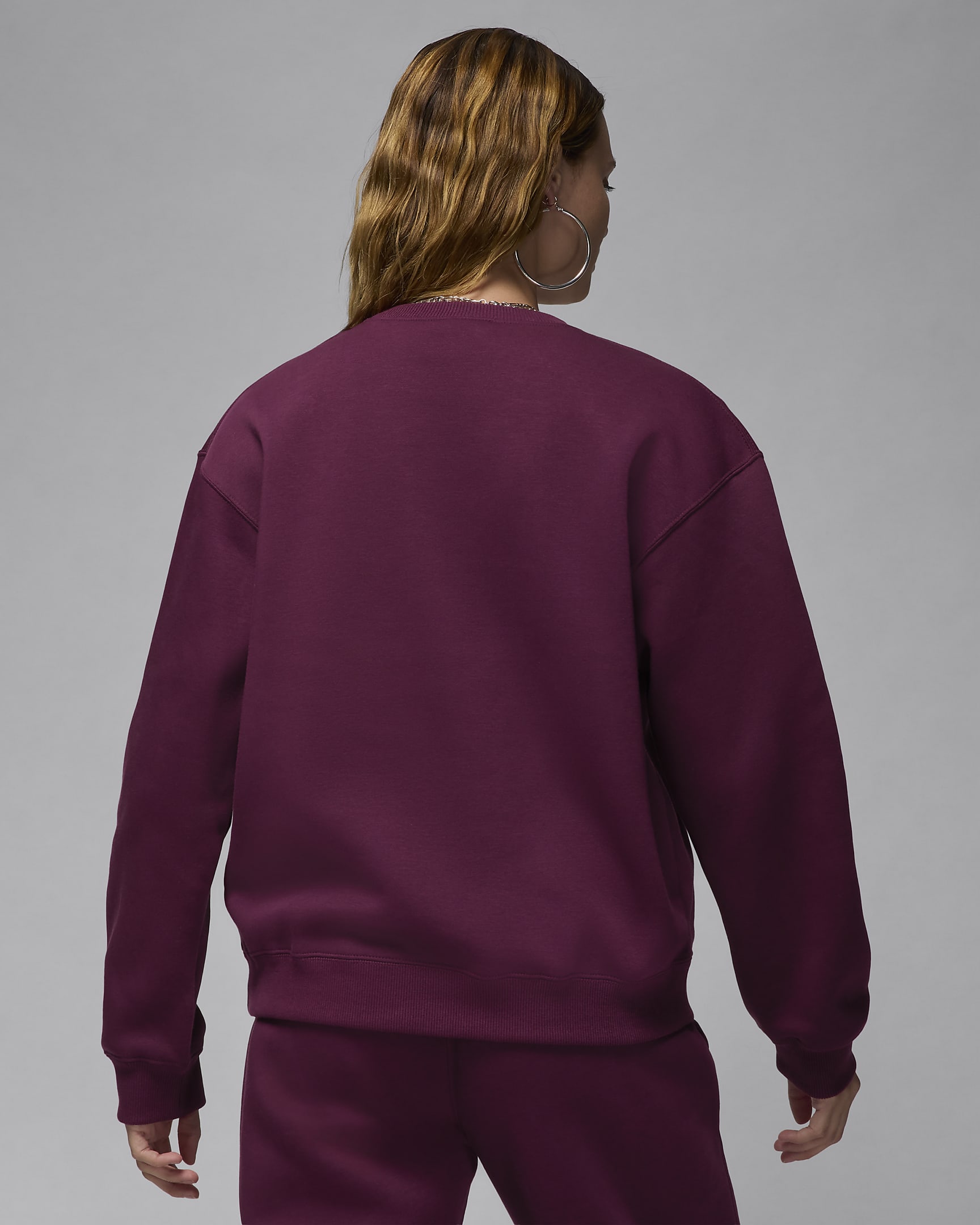 Jordan Brooklyn Fleece sweatshirt med rund hals til dame - Bordeaux/Hvit