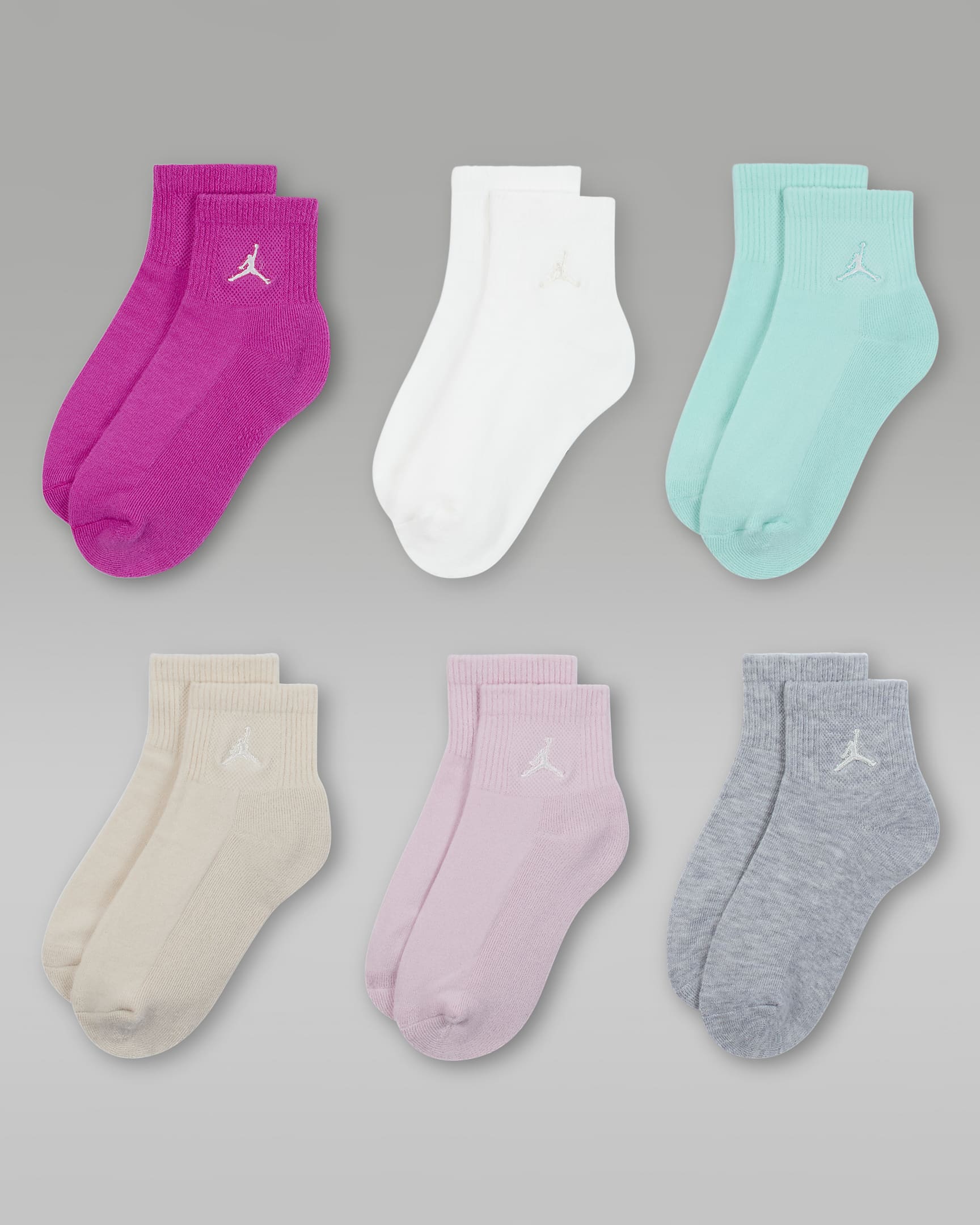 Jordan Everyday Essentials Big Kids' Ankle Socks (6 Pairs) - Fire Pink