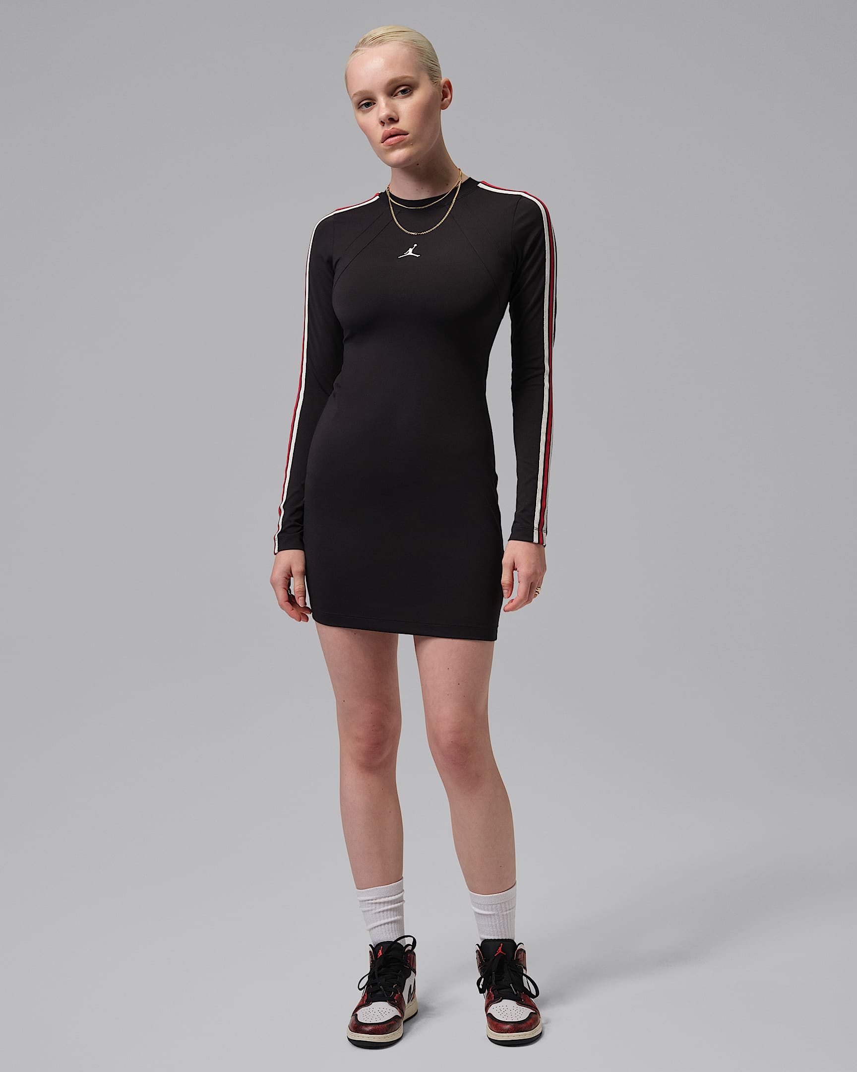 Jordan Brooklyn Women's Long-Sleeve Dress - Black/Gym Red/Sail