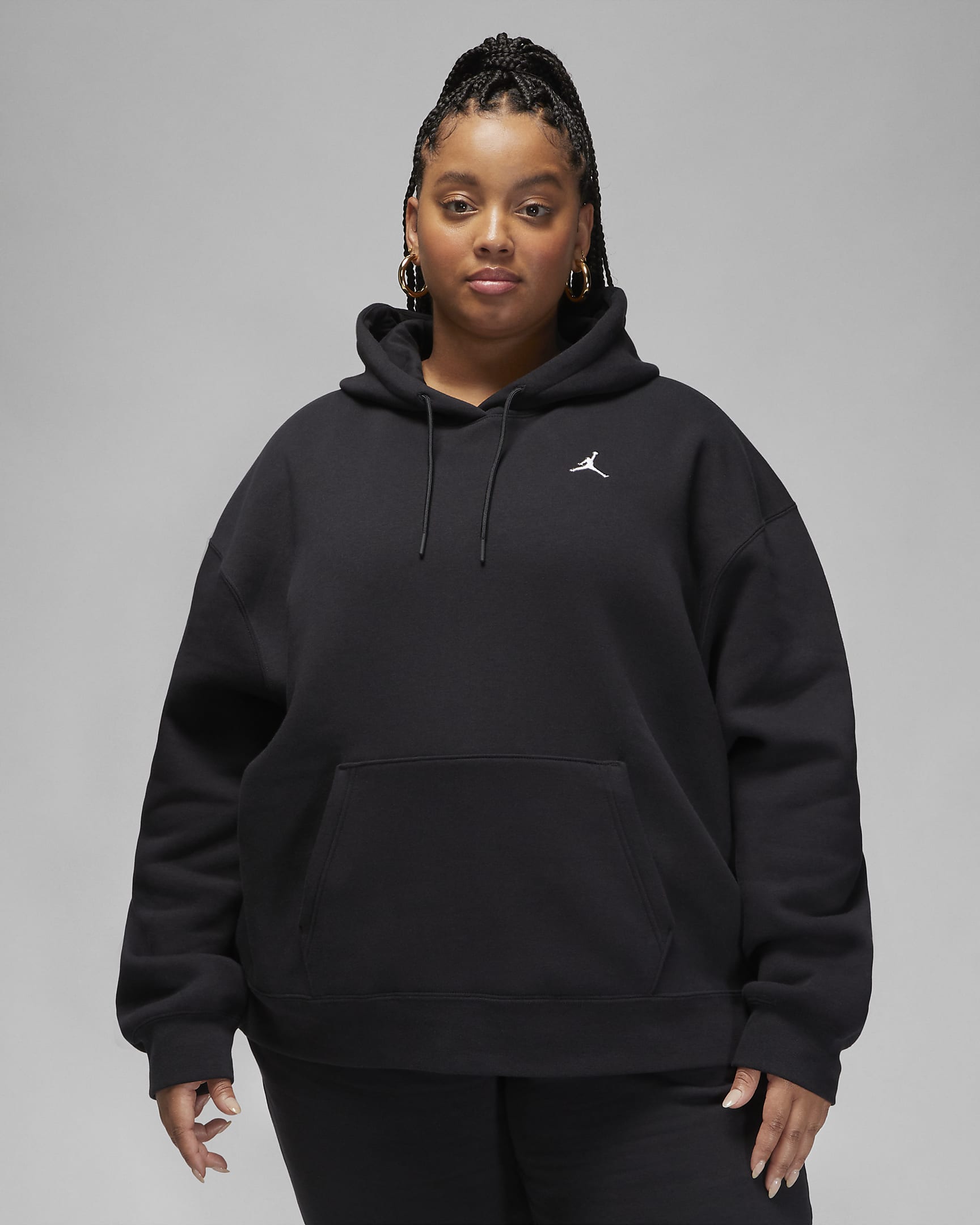 Jordan Flight Sudadera con capucha (Talla grande) - Mujer - Negro/Blanco