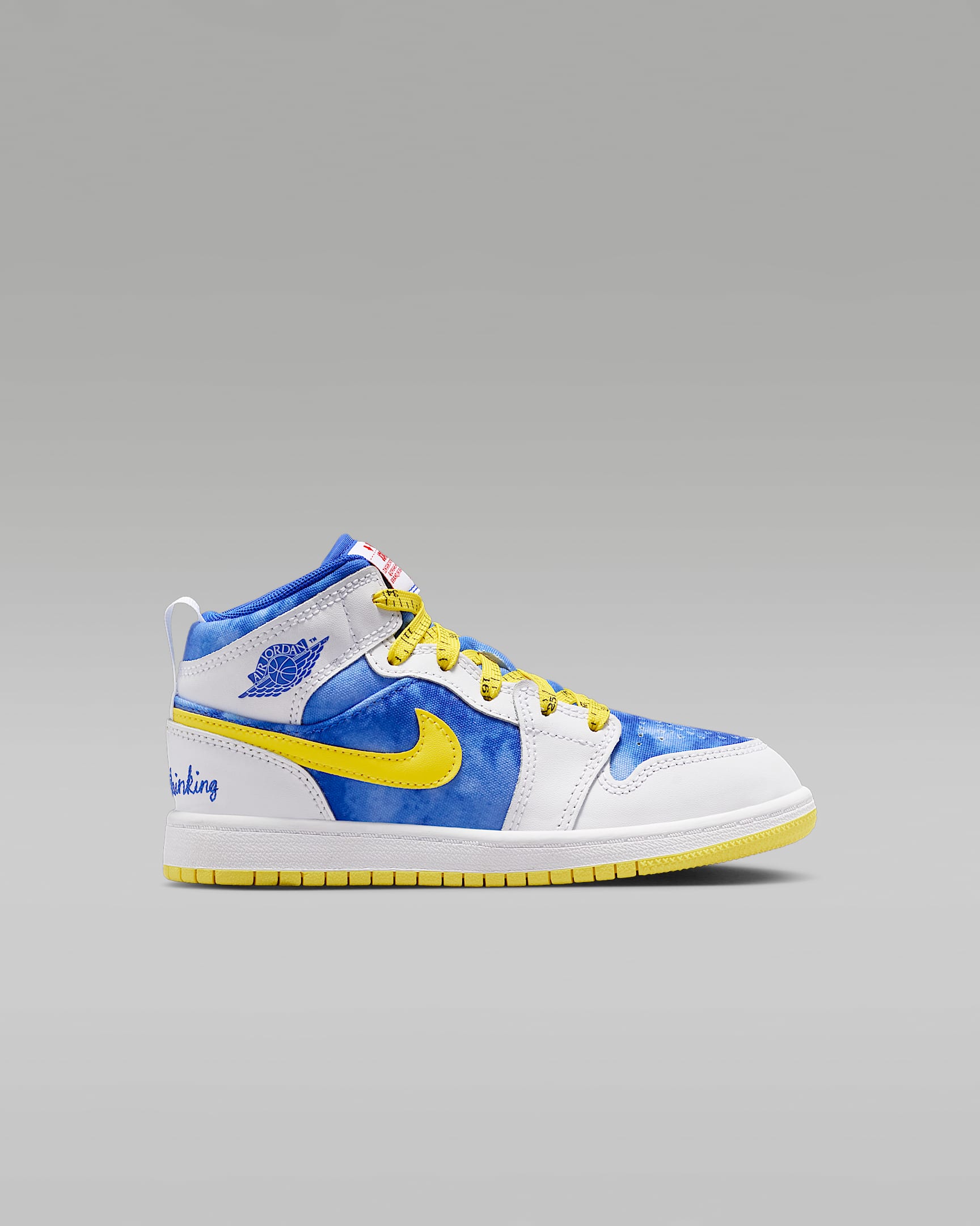 Jordan 1 Mid Sneaker School Little Kids' Shoes - White/Opti Yellow/Royal Tint/Racer Blue