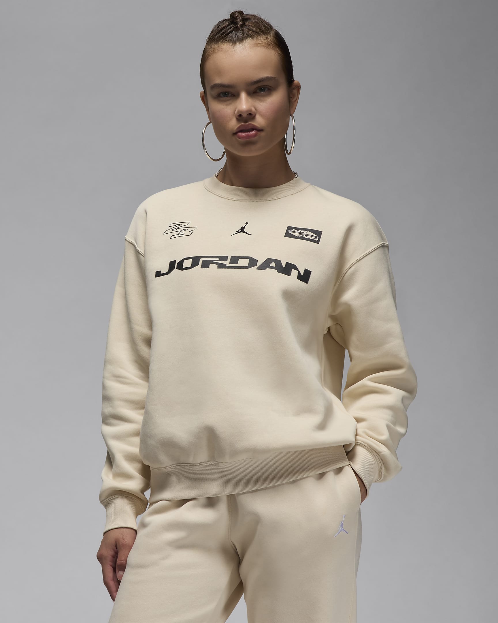 Jordan Brooklyn Fleece sweatshirt med rund hals til dame - LEGEND LT BROWN/Svart