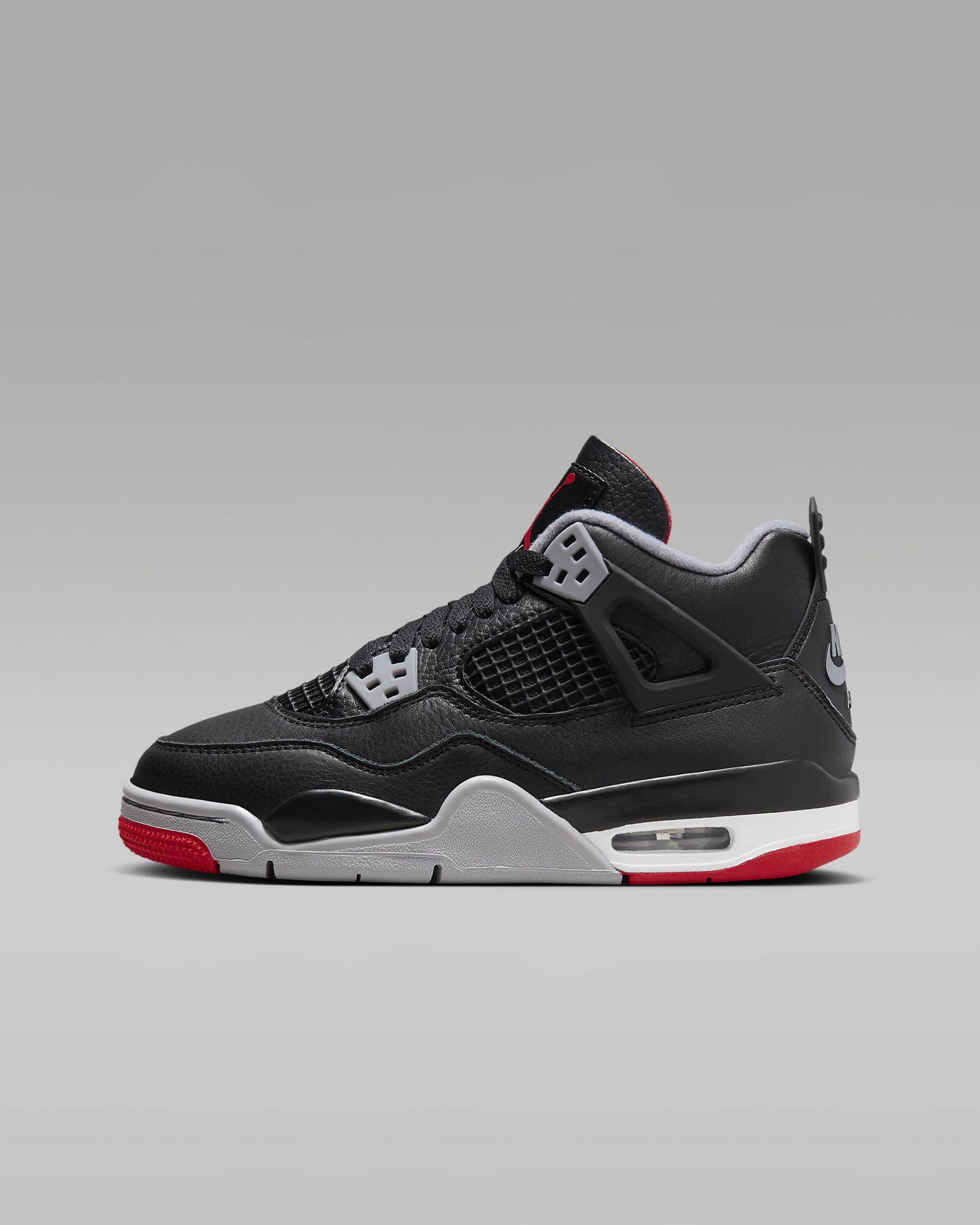 Calzado para niños grandes Air Jordan 4 Retro "Bred Reimagined" - Negro/Gris cemento/Blanco cumbre/Rojo pasión