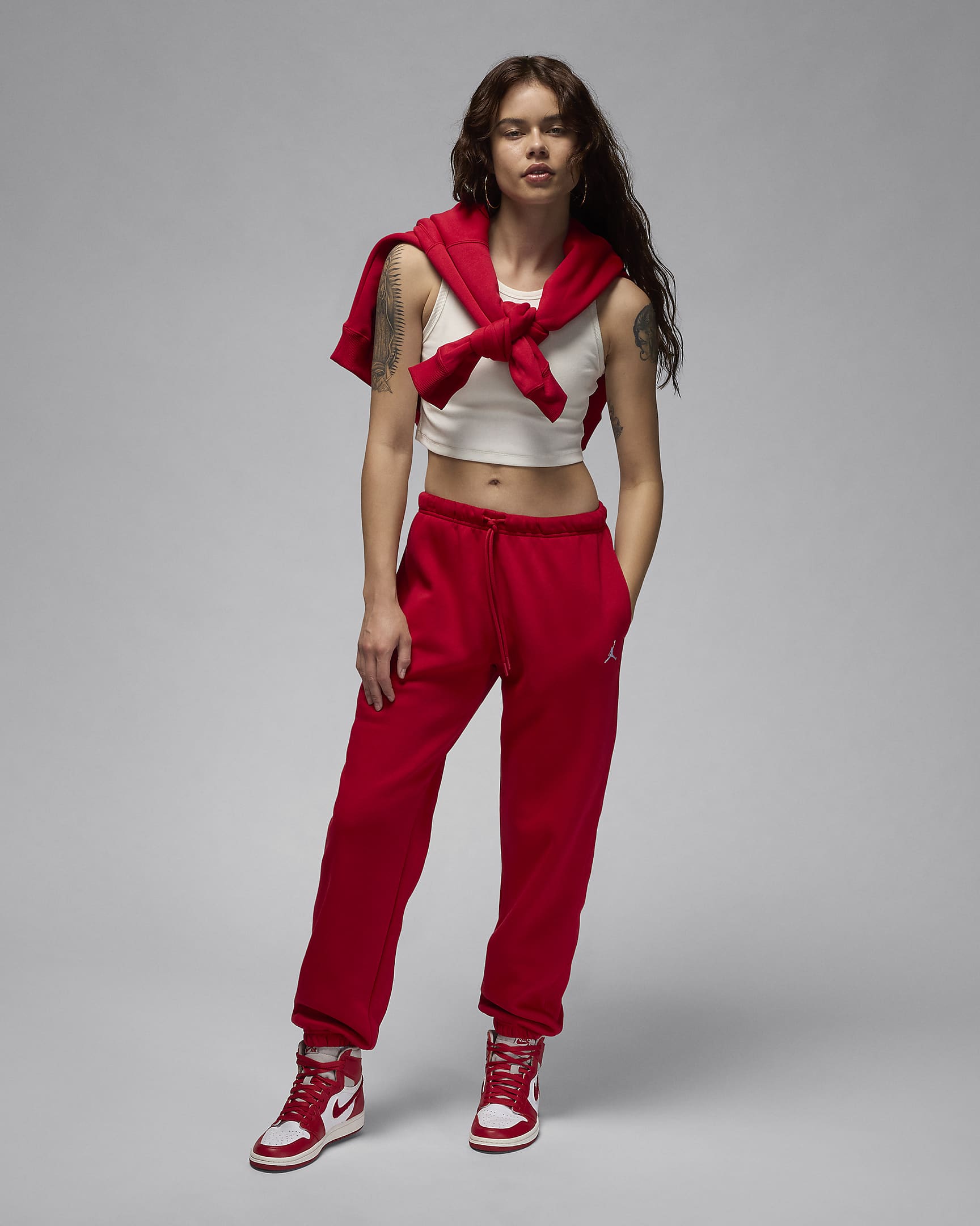 Jordan Brooklyn Fleece Pantalón - Mujer - Gym Red/Blanco