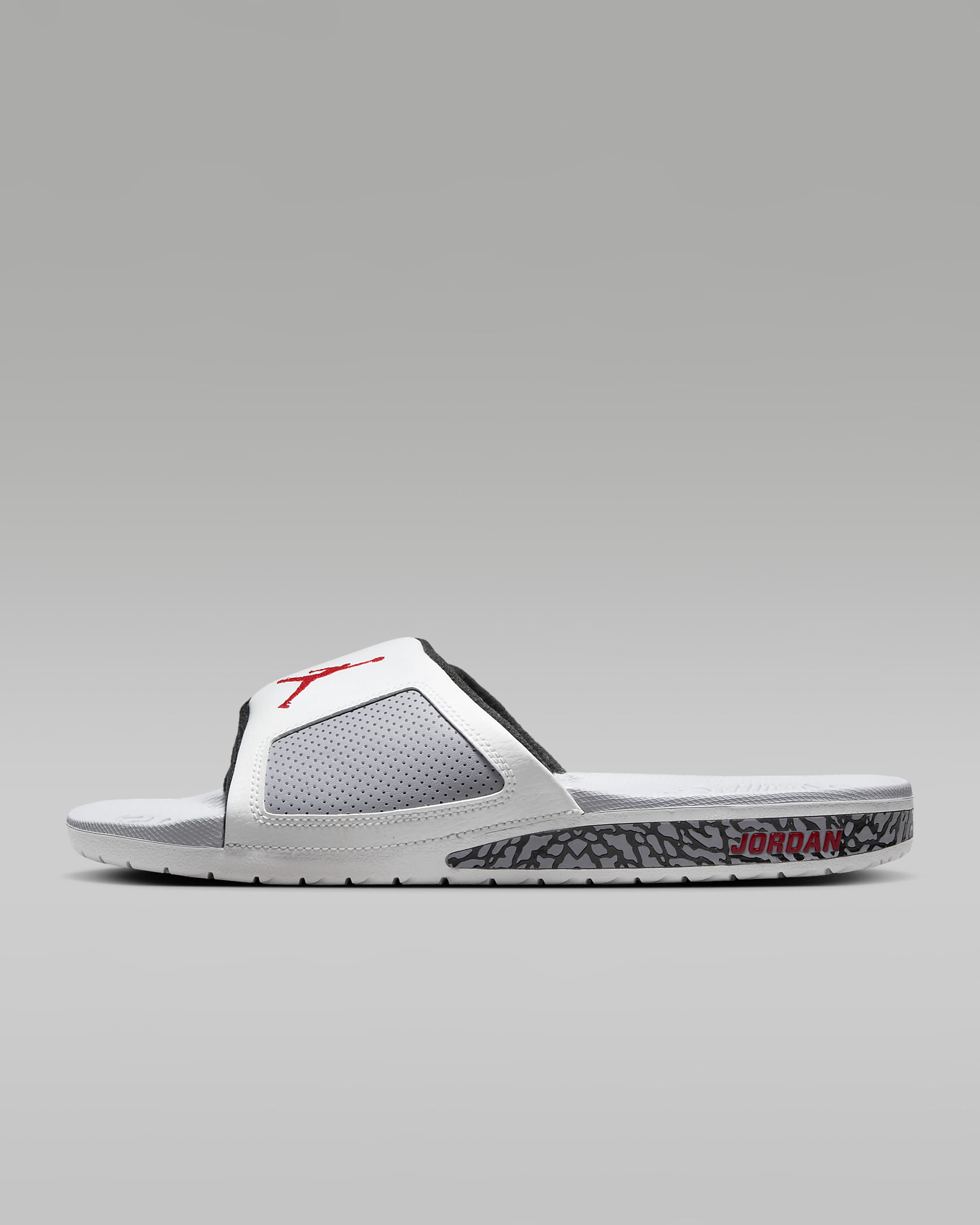 Jordan Hydro III Men's Slides - Summit White/Cement Grey/Black/Fire Red