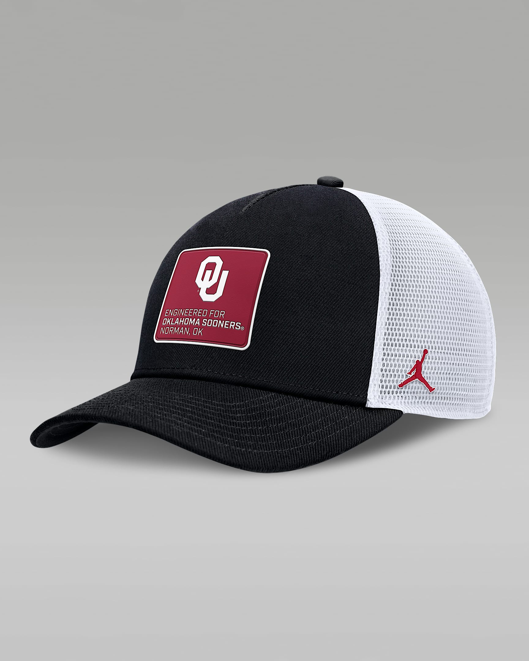 Oklahoma On-Field Rise Engineered Men's Jordan Brand College Trucker Adjustable Hat - Black