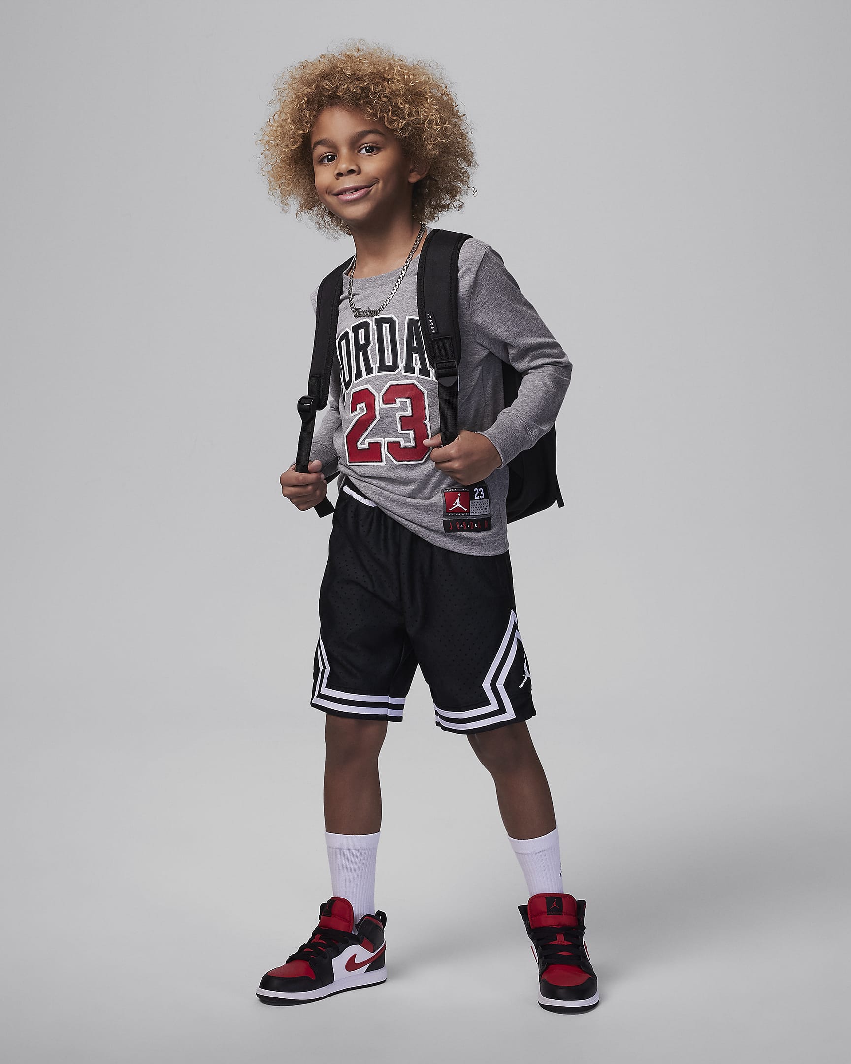 Jordan Practice Flight Long Sleeve Tee Little Kids T-Shirt. Nike JP