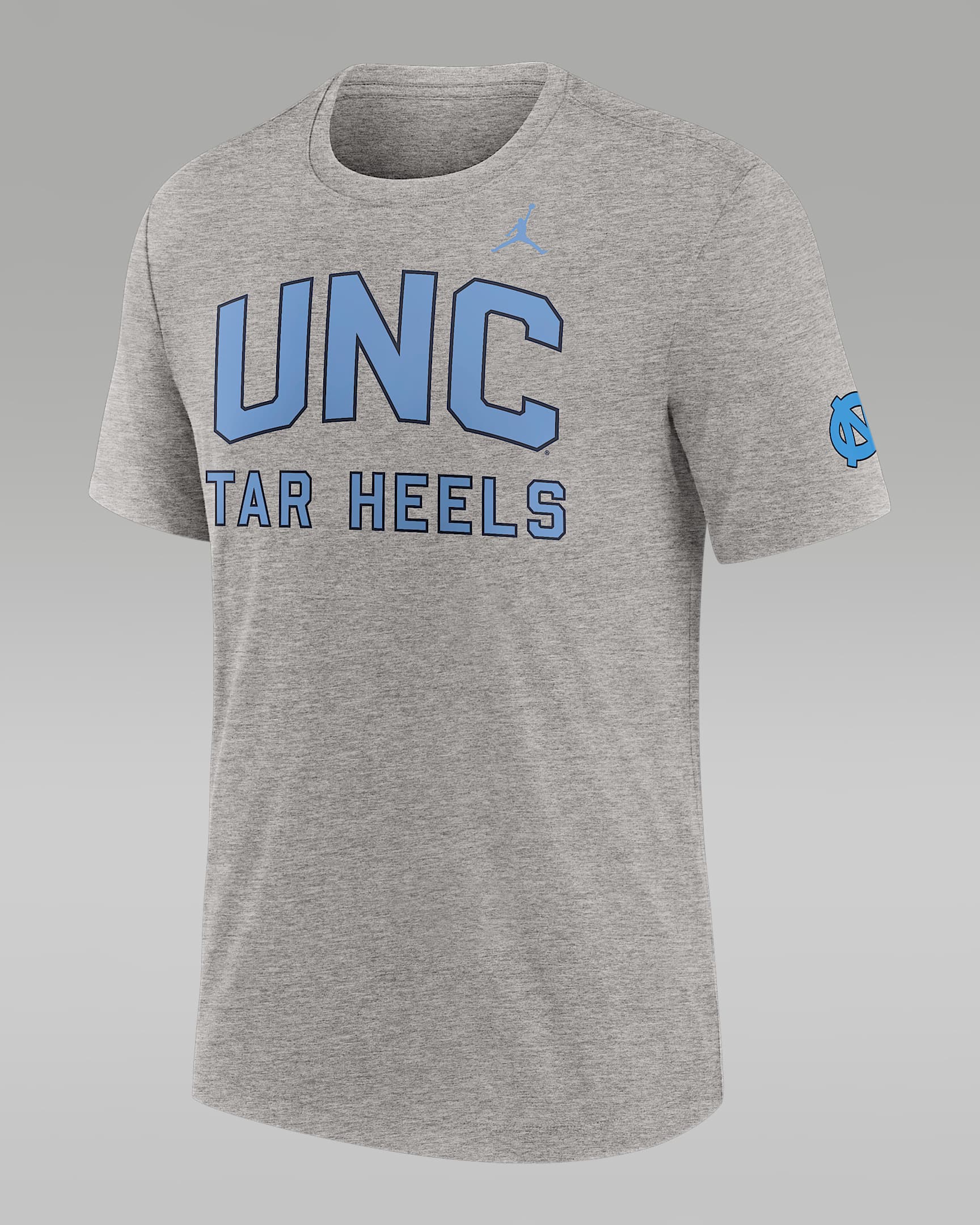Playera universitaria Nike para hombre North Carolina Campus Collegiate Block - Gris jaspeado
