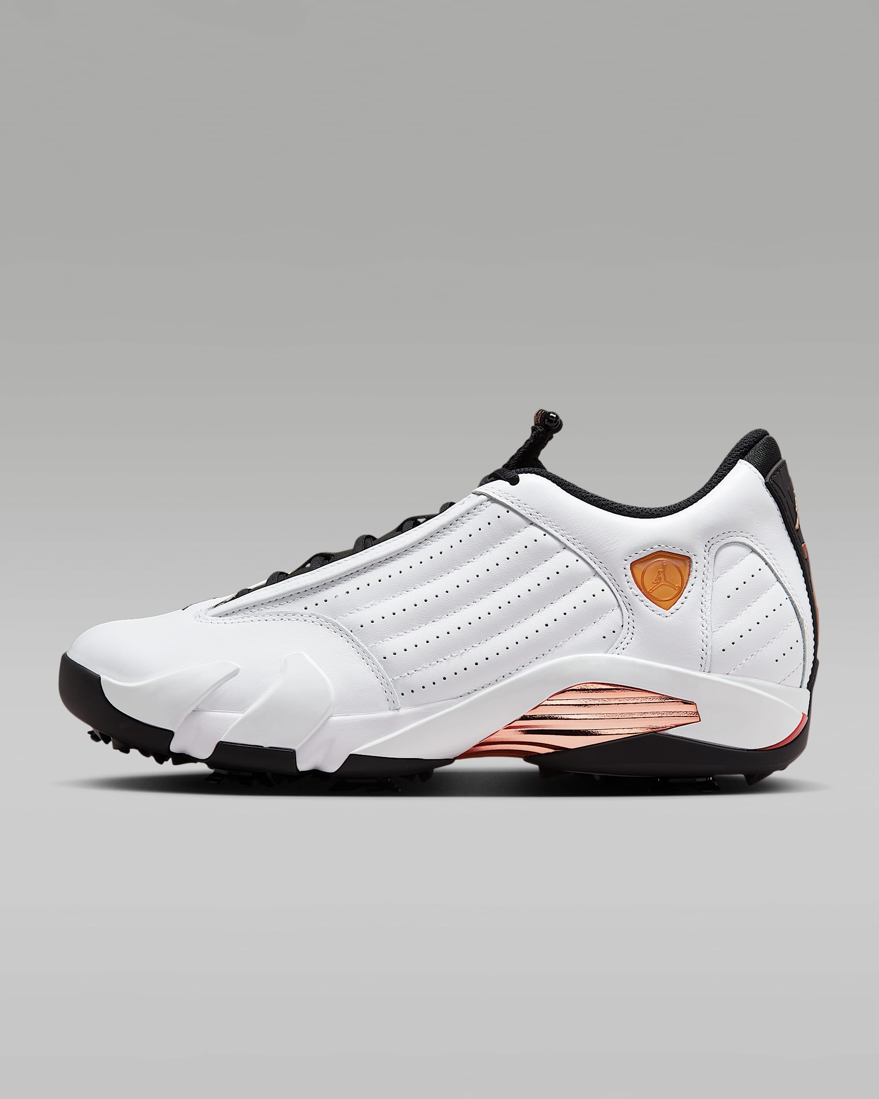 Air Jordan 14 G Golf Shoes - White/Black/Metallic Copper