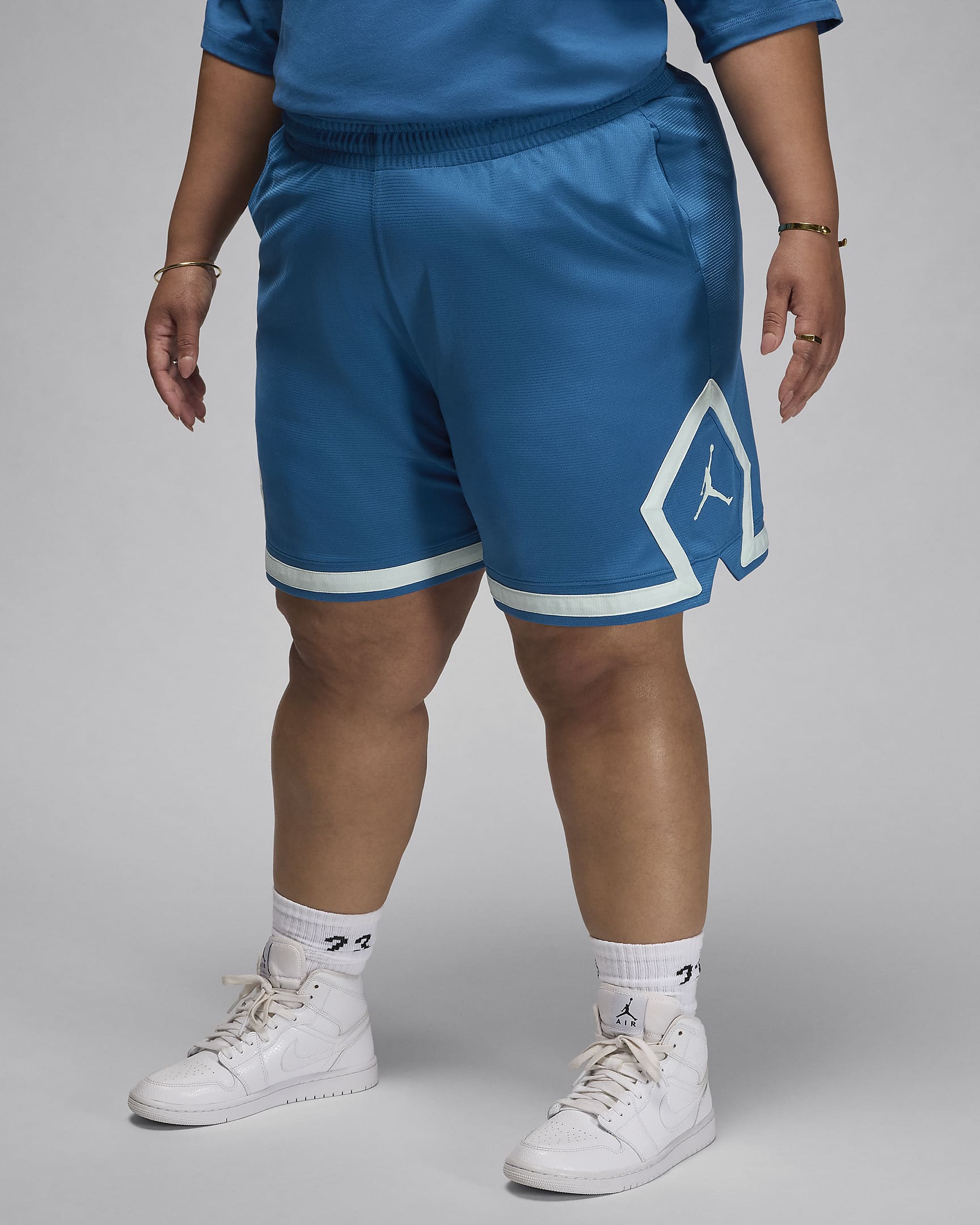 Jordan Sport Women's Diamond Shorts (Plus Size) - Industrial Blue/Industrial Blue/Barely Green/Barely Green