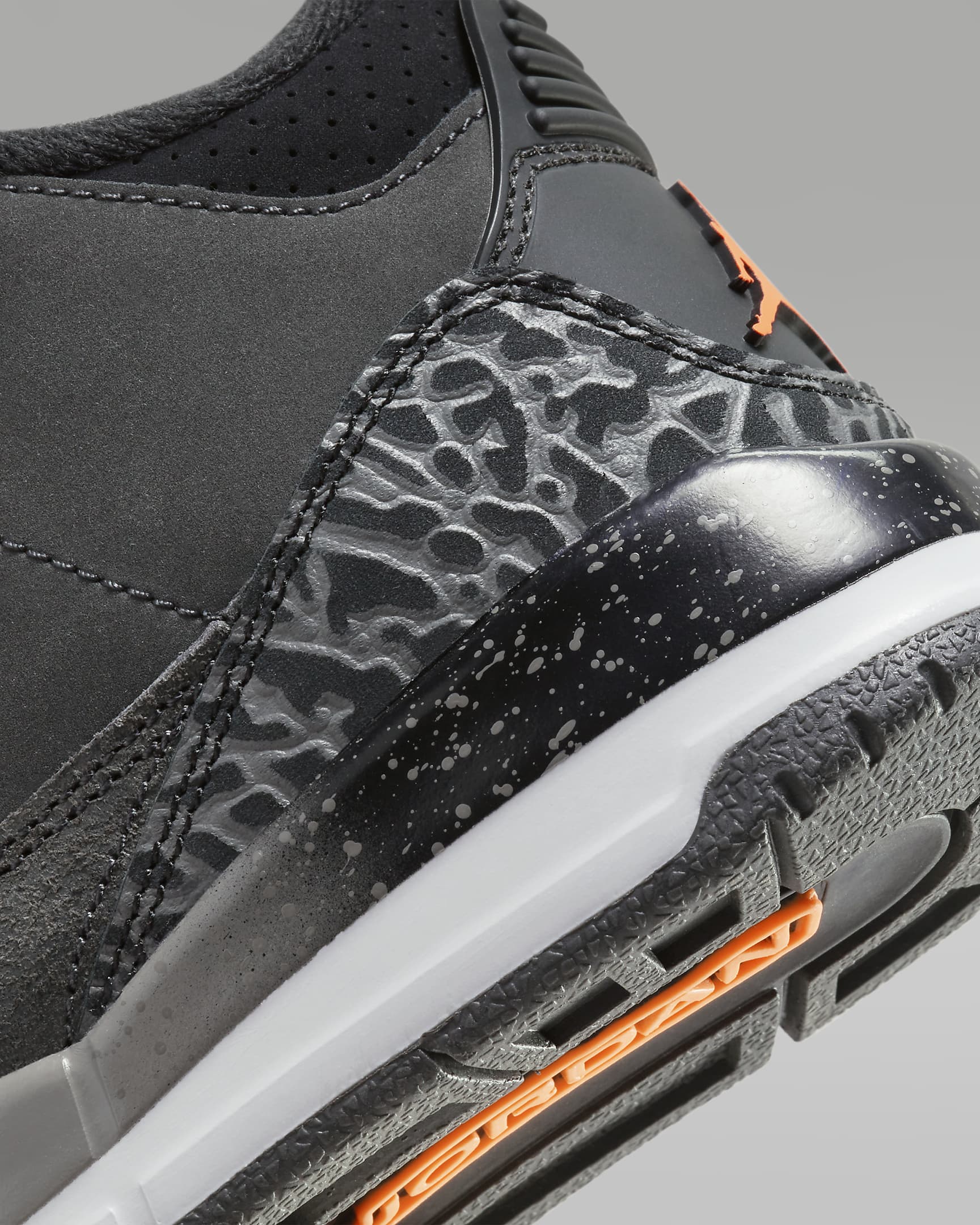 รองเท้าเด็กเล็ก Jordan 3 Retro - Night Stadium/ดำ/Flat Pewter/Total Orange