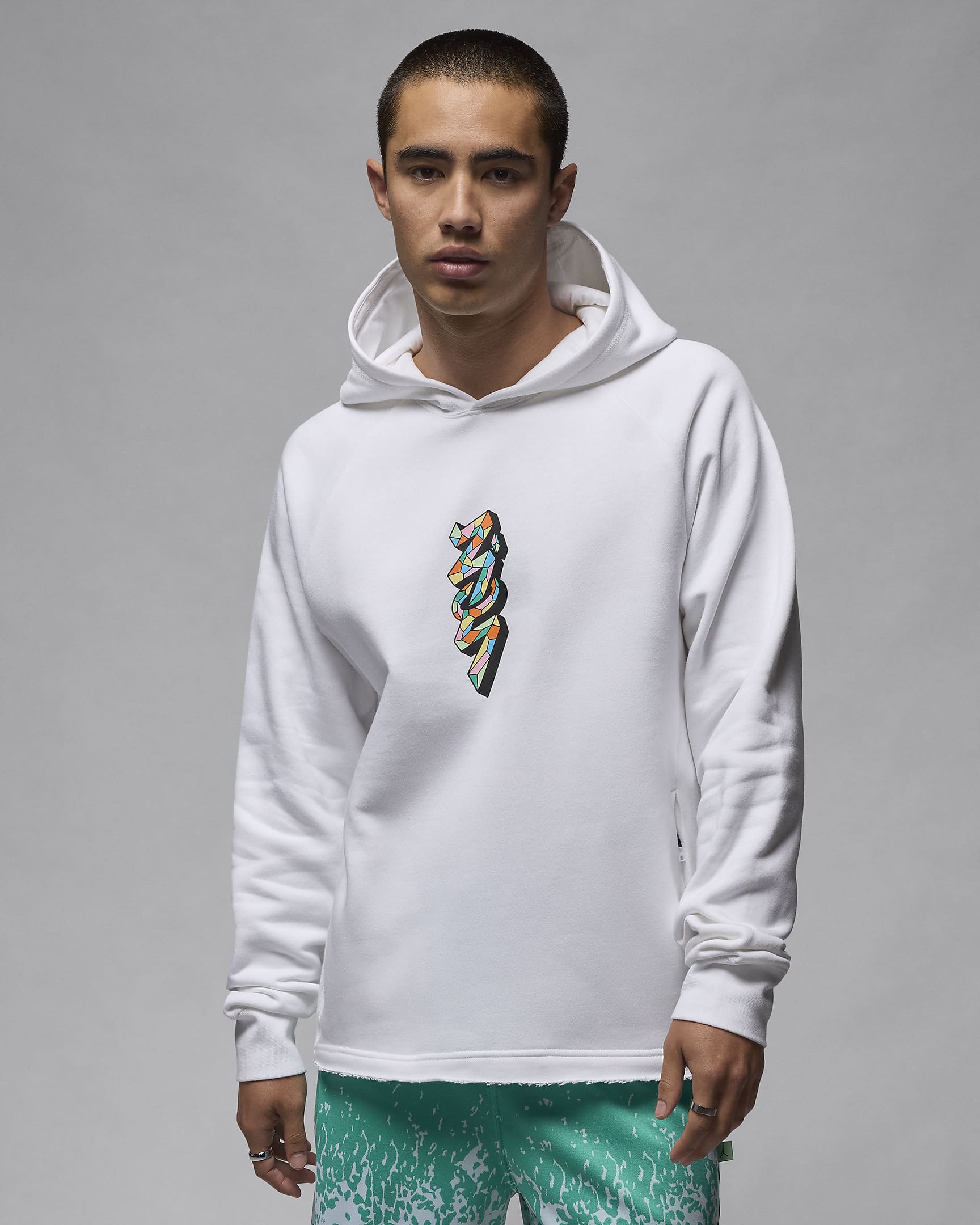 Zion Men's Fleece Pullover Hoodie - White