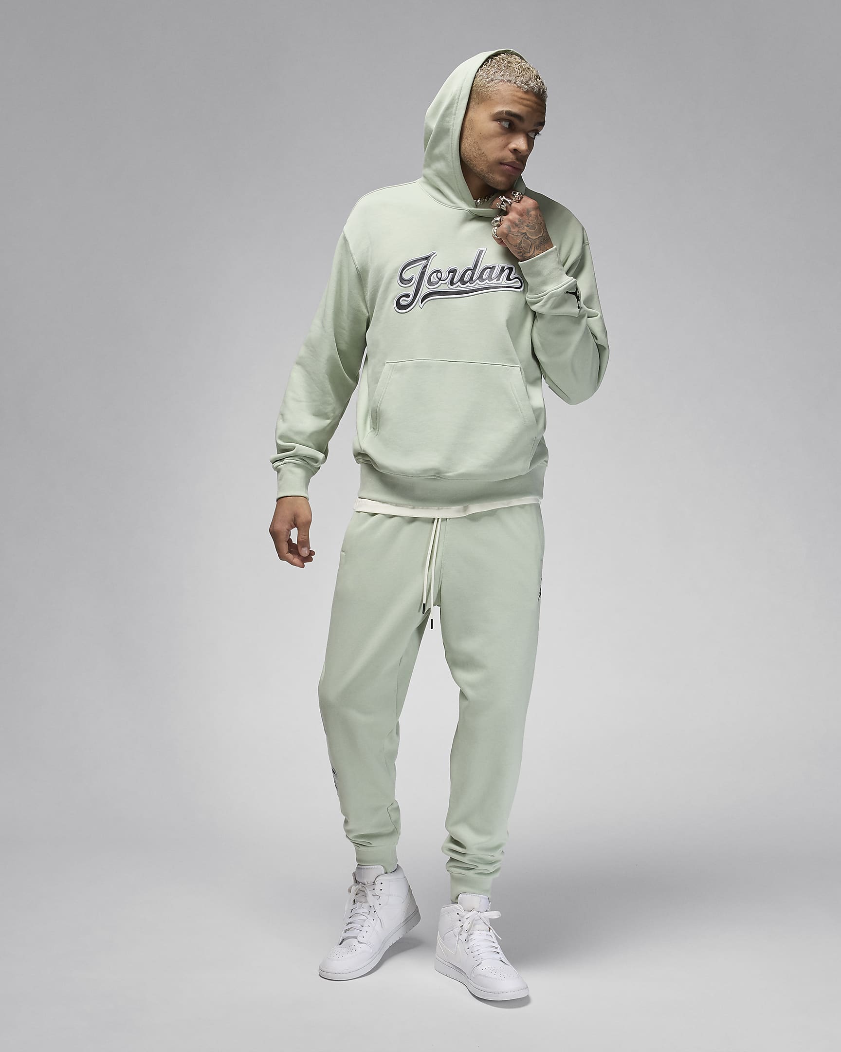 Jordan Flight MVP lichte fleecebroek voor heren - Seafoam/Zwart/Zwart