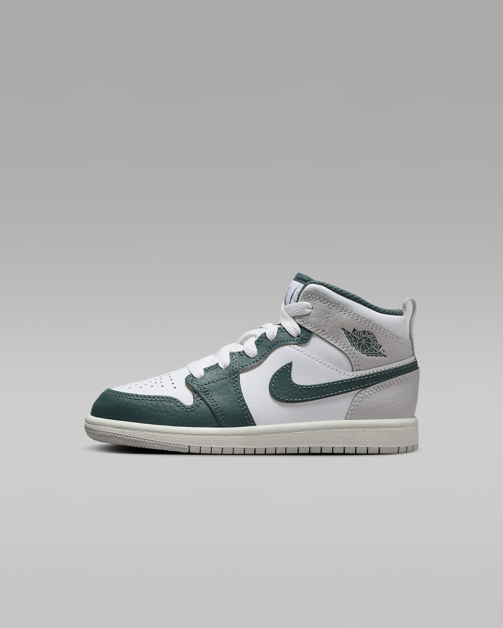 Jordan 1 Mid SE Little Kids' Shoes - White/Sail/Neutral Grey/Oxidized Green