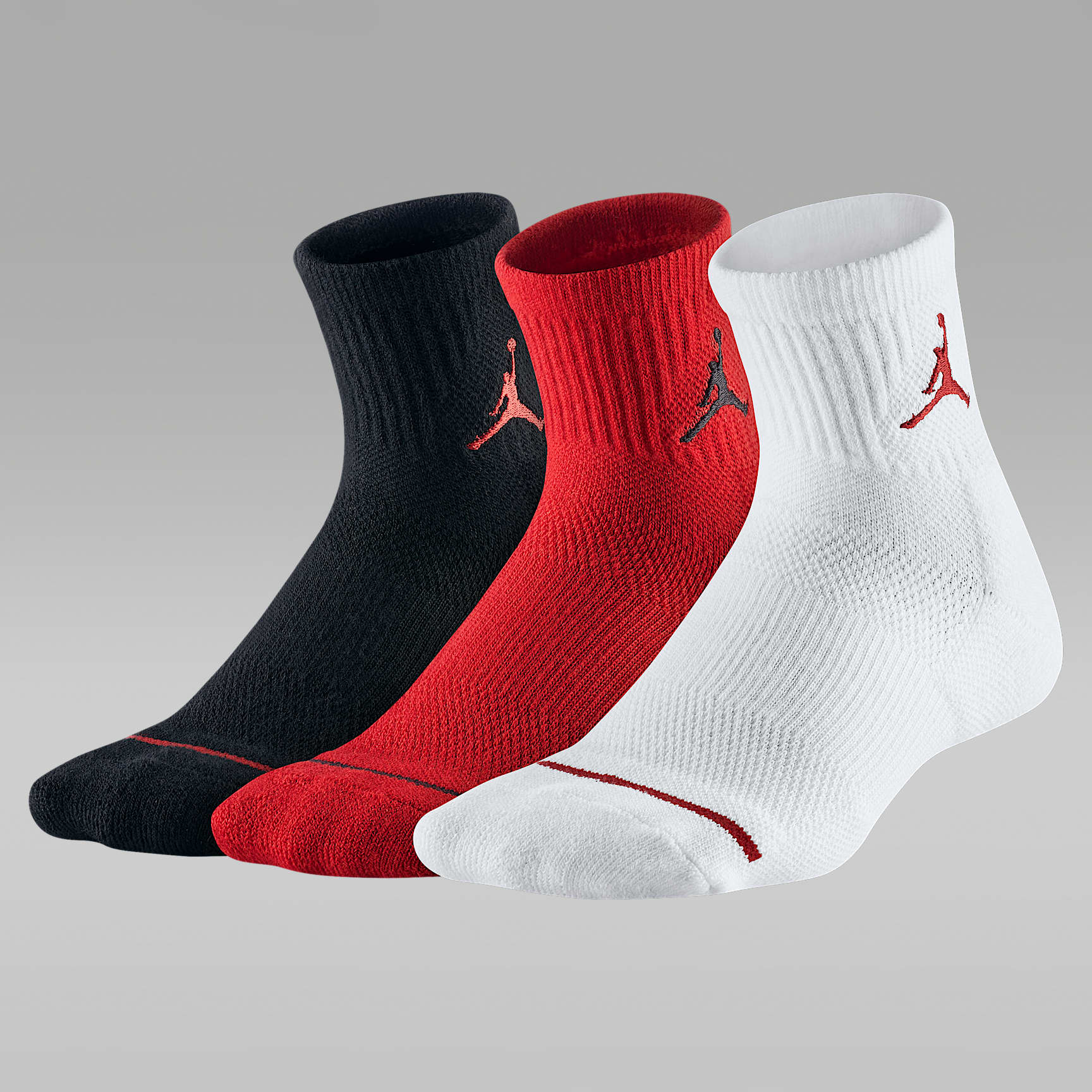 Calcetines al tobillo acolchados para niños (3 pares) Jordan - Multicolor/Rojo gimnasio/Negro
