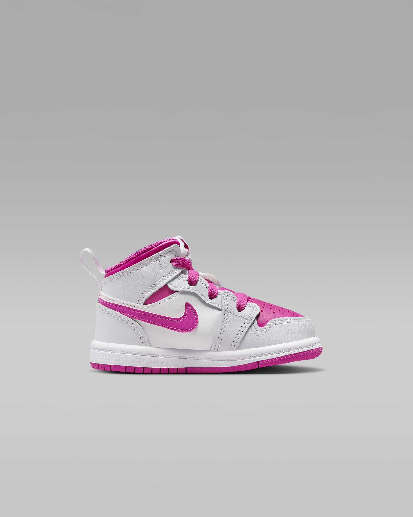 Jordan 1 Mid Schuh für Babys und Kleinkinder - Iris Whisper/Weiß/Fire Pink