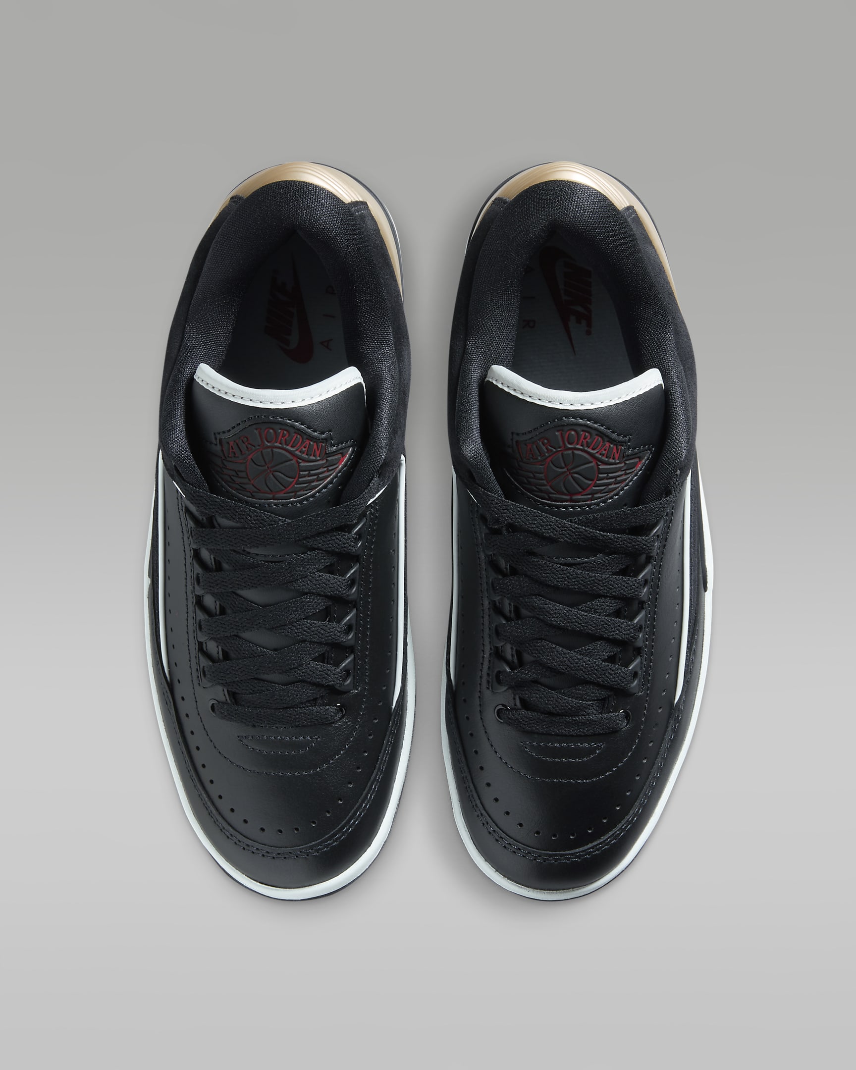 Air Jordan 2 Retro Low "Black/Varsity Red" Women's Shoes - Black/Metallic Gold/Off White/Varsity Red