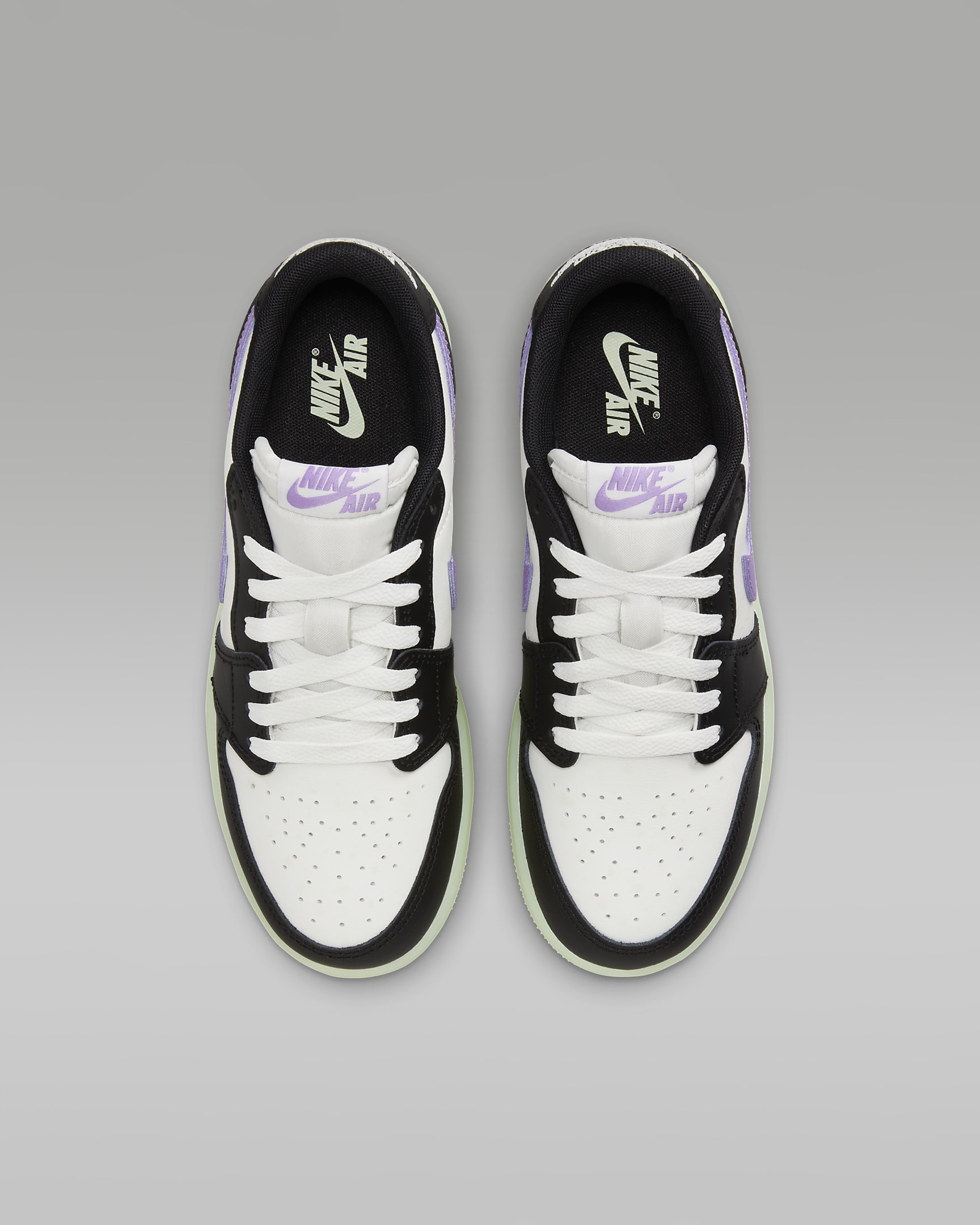 Air Jordan 1 Retro Low Big Kids' Shoes - Black/Volt Tint/Summit White/Black Raspberry