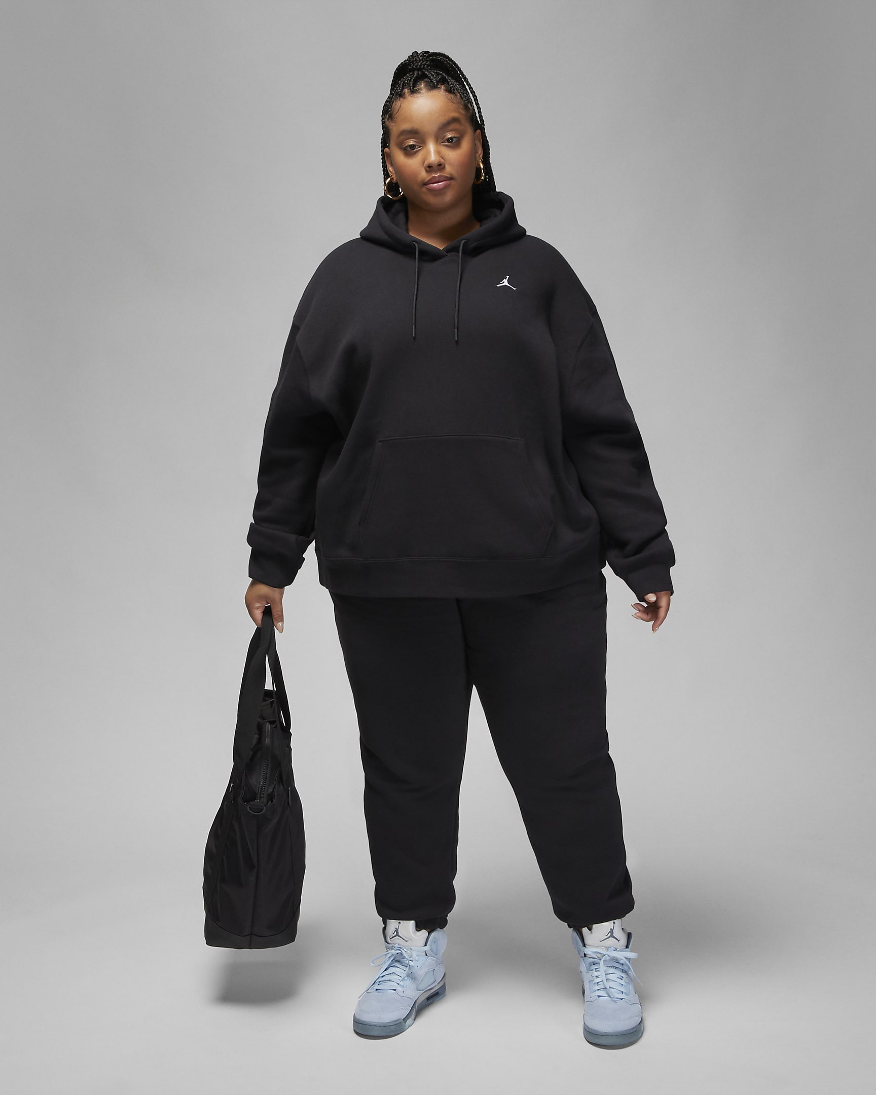 Sweat à capuche Jordan Flight pour Femme (grande taille) - Noir/Blanc