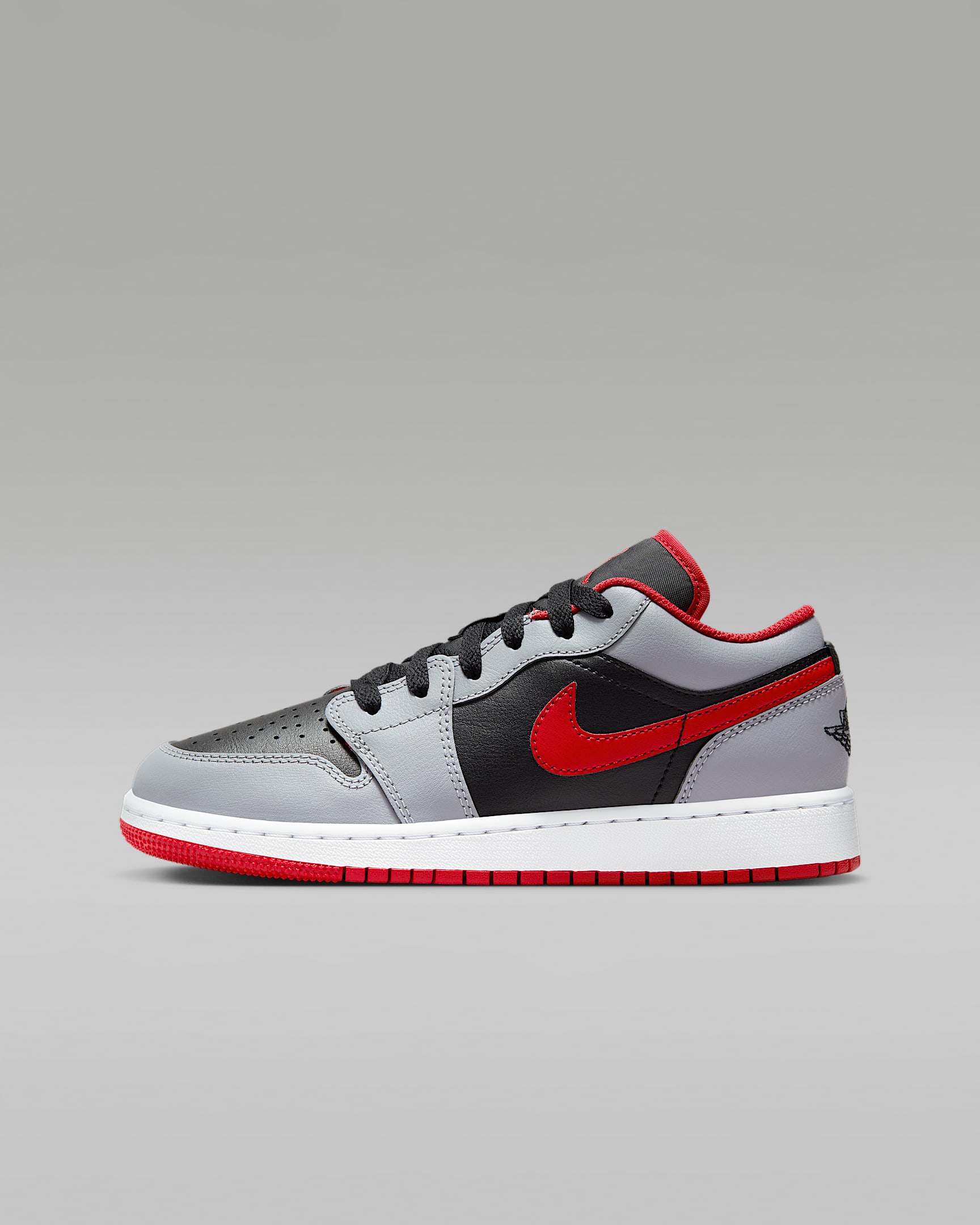 Air Jordan 1 Low Older Kids' Shoes - Black/Cement Grey/White/Fire Red