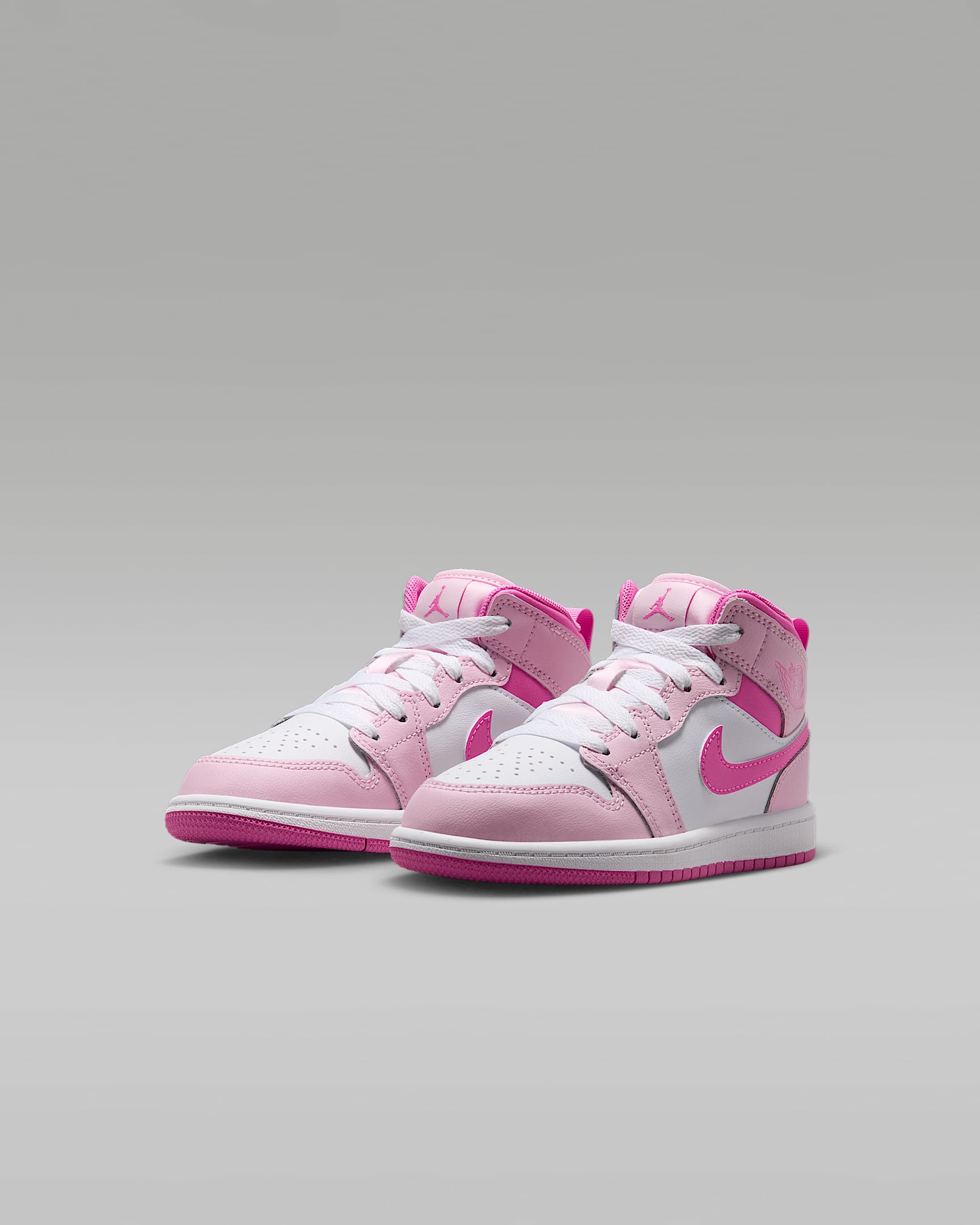 Jordan 1 Mid Younger Kids' Shoes - Pink Foam/China Rose/White/Pink Foam