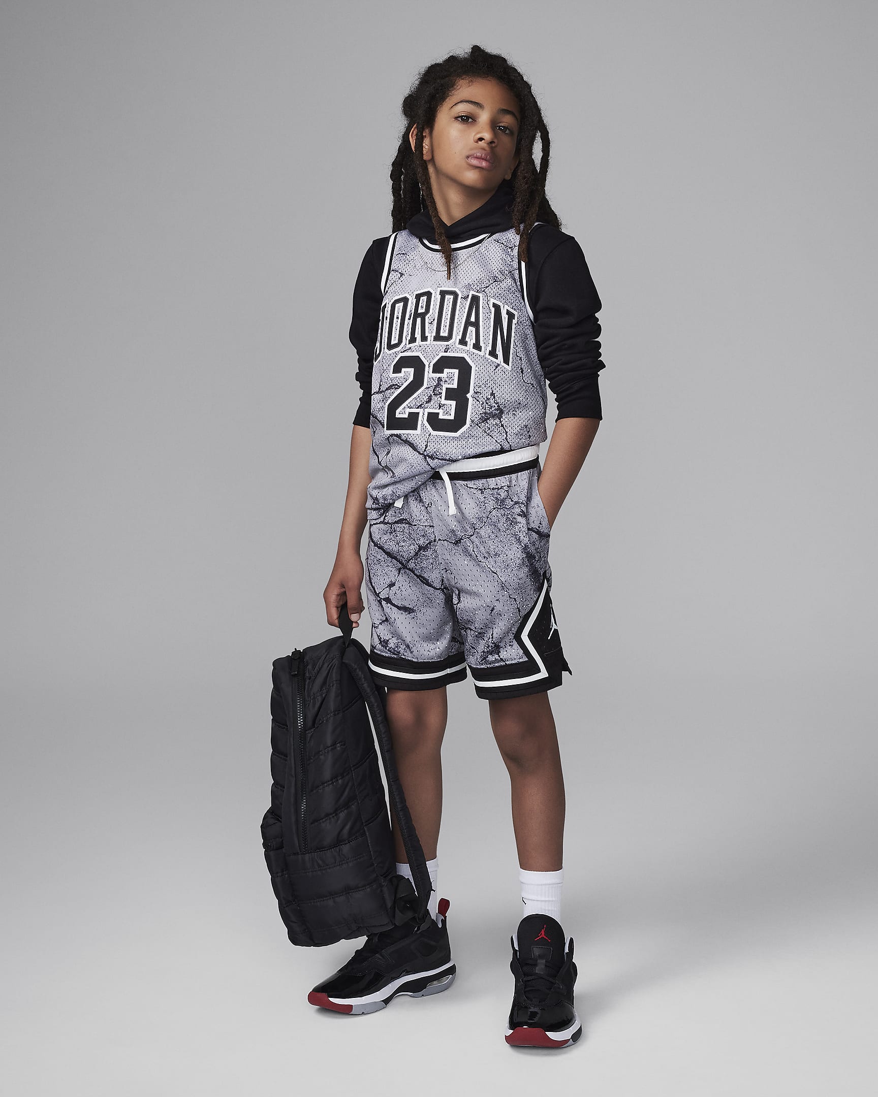 Jordan Dri-FIT MJ Sport Diamond kindershorts met print - Cement Grey