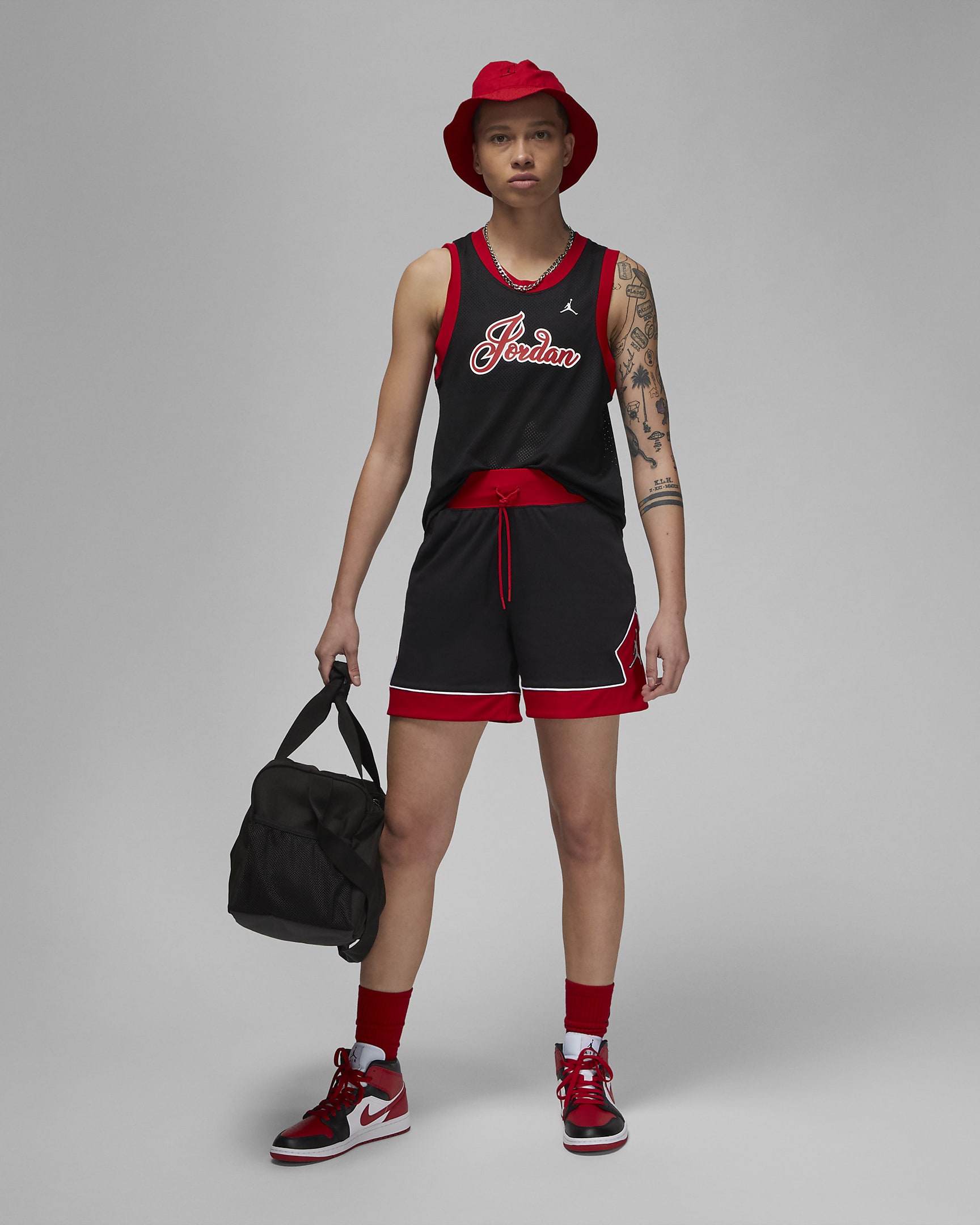 Short Diamond Jordan pour femme - Noir/Gym Red/Blanc