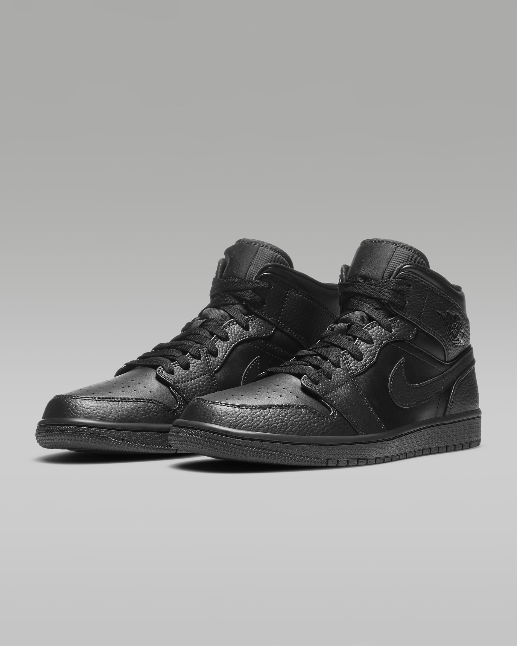 Air Jordan 1 Mid Shoes - Black/Black/Black