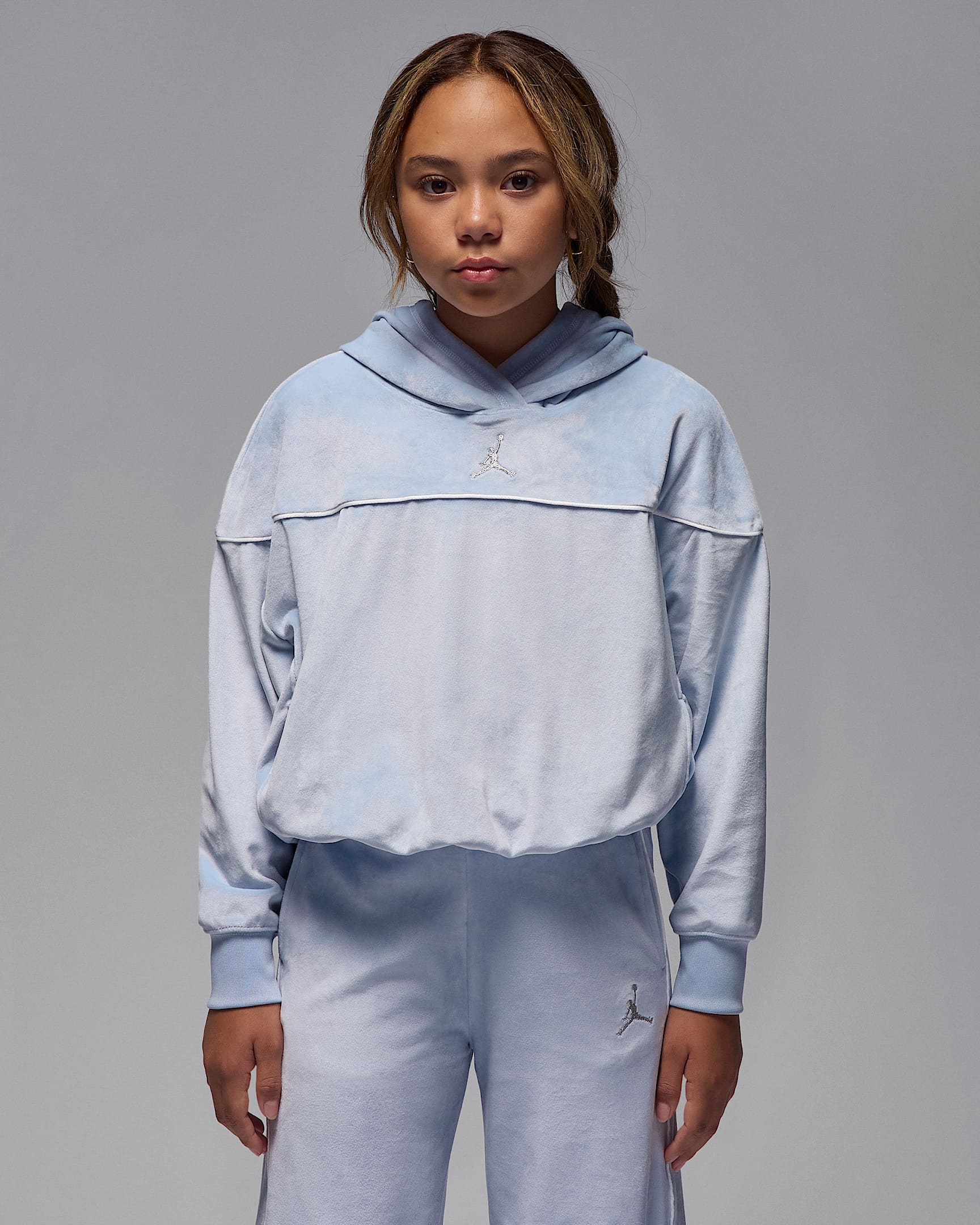 Jordan Mountainside Big Kids' Velour Pullover Hoodie - Ghost
