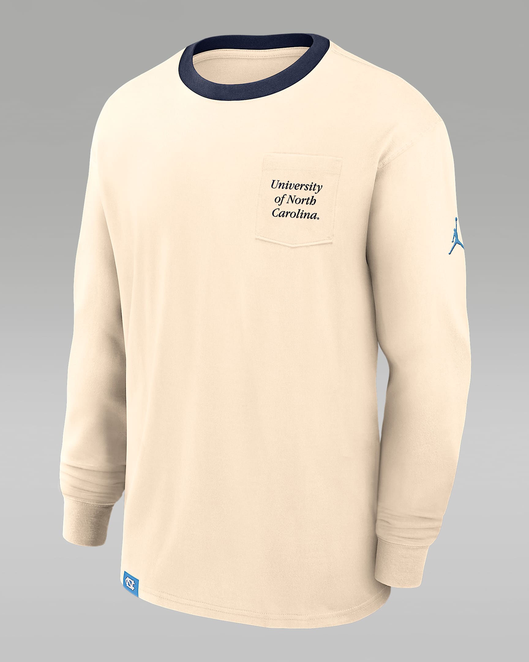 North Carolina Athletic Prep Max90 Pocket Logo Men's Jordan Brand College Long-Sleeve T-Shirt - Natural