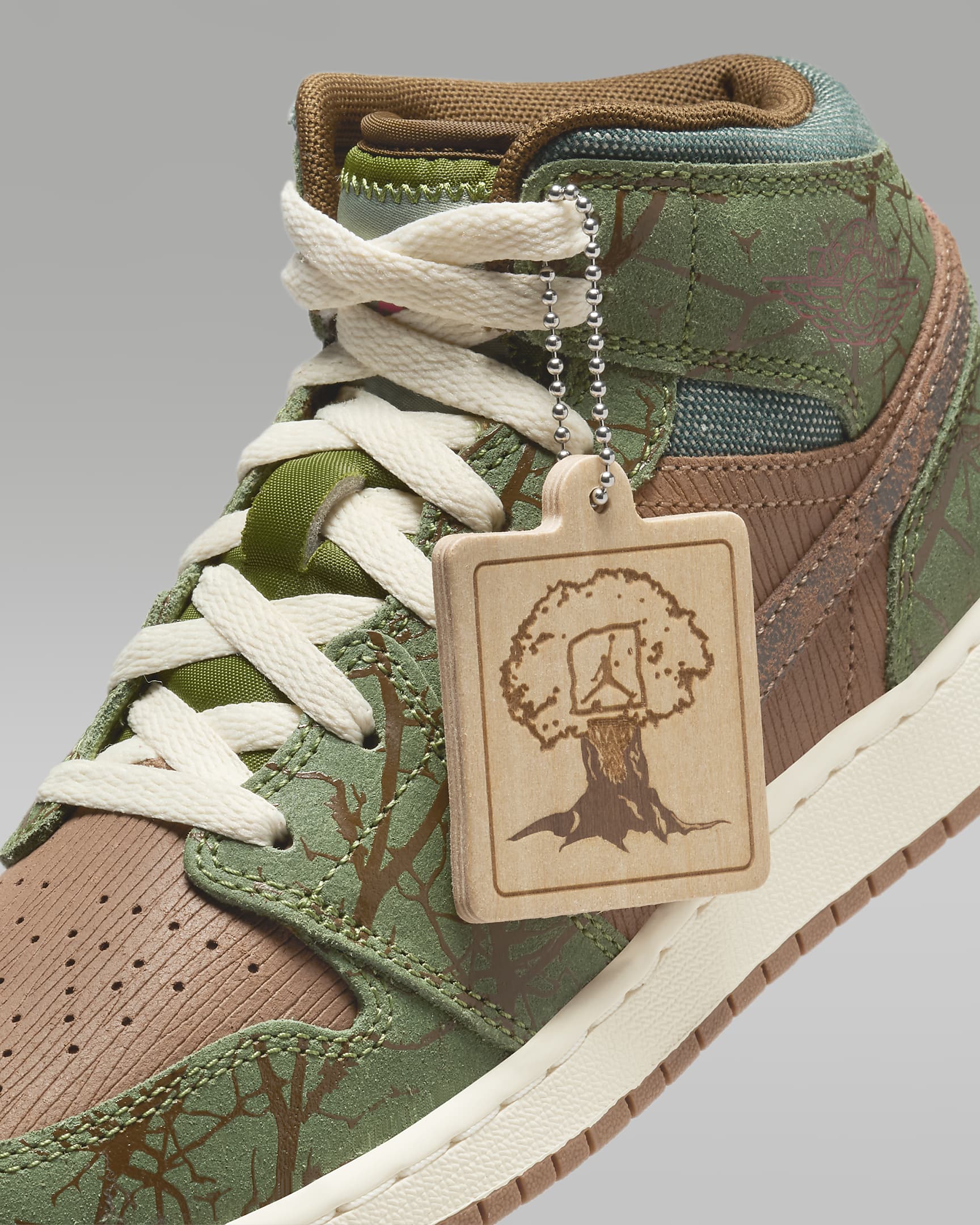 รองเท้าเด็กโต Air Jordan 1 Mid Sneaker School - Archaeo Brown/Treeline/Coconut Milk/Light Olive