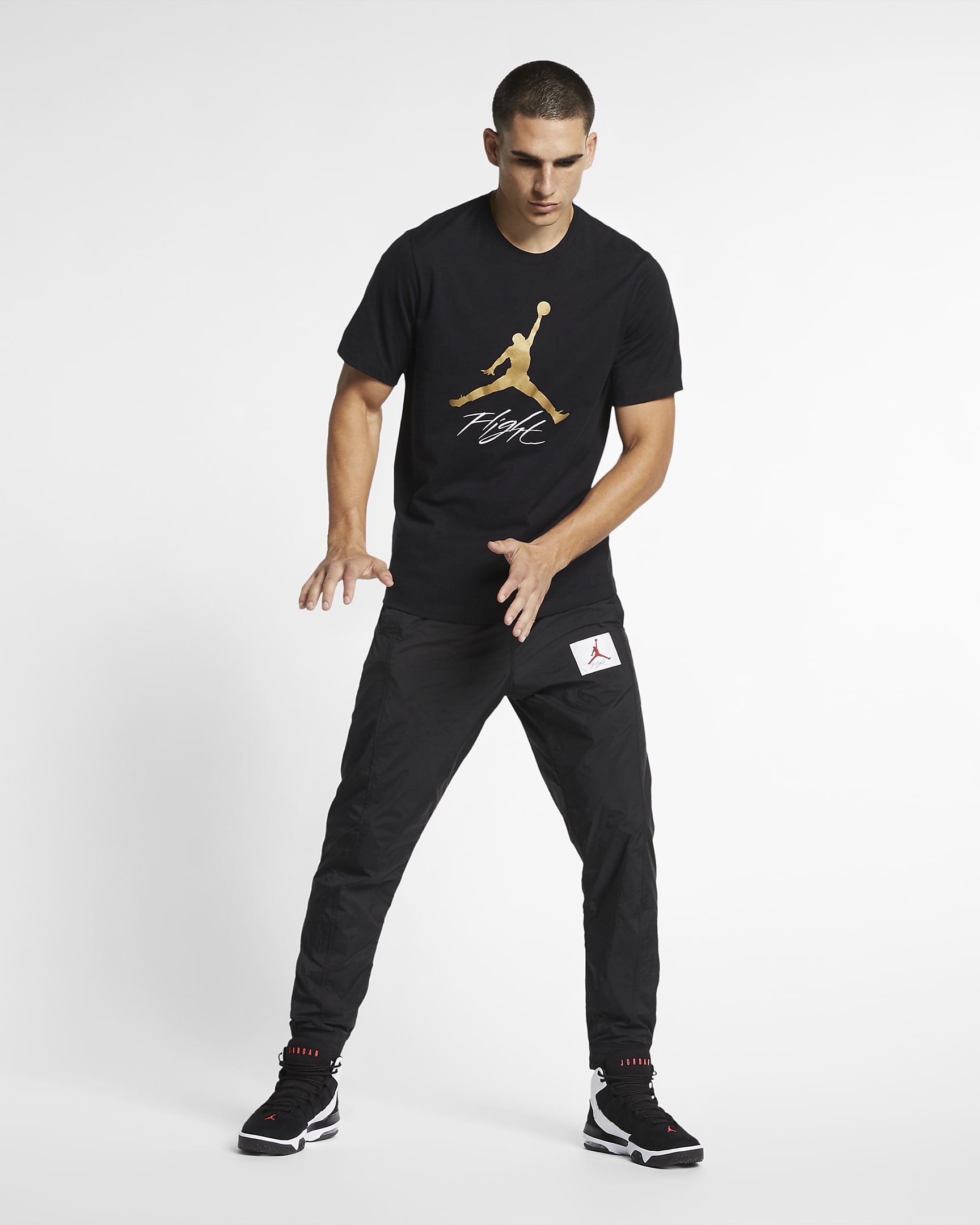 Jordan Jumpman Flight Herren-T-Shirt - Schwarz/Metallic Gold