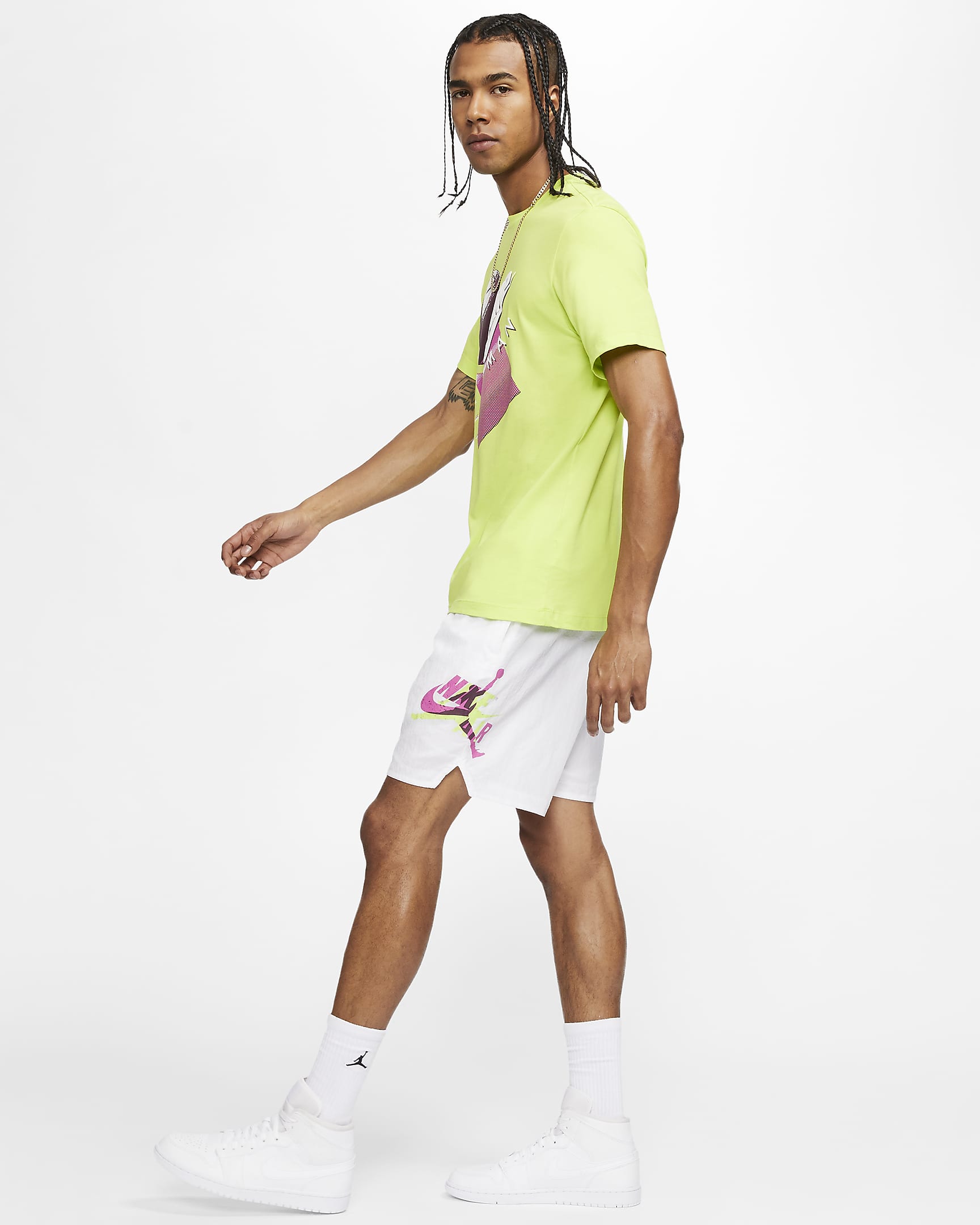 Jordan Jumpman Poolside shorts til herre (18 cm) - Hvit/Cyber/Active Fuchsia