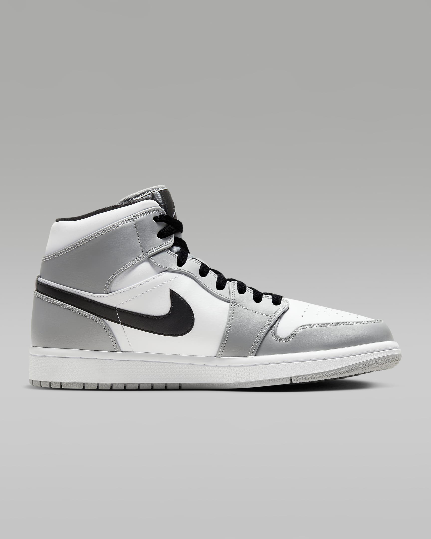 Air Jordan 1 Mid Shoes - Light Smoke Grey/White/Black