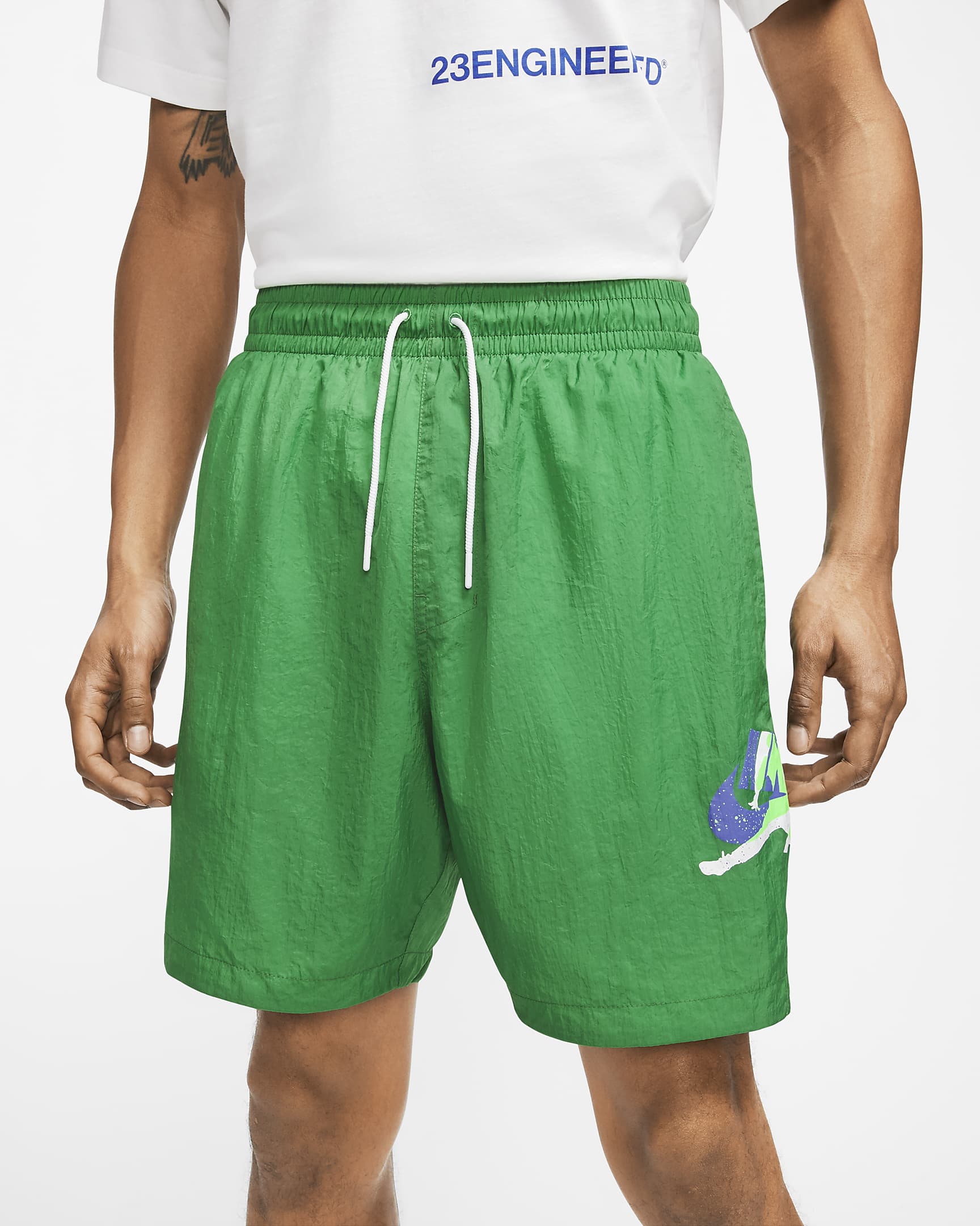 Jordan Jumpman Poolside shorts til herre (18 cm) - Aloe Verde/Rush Violet/Green Strike