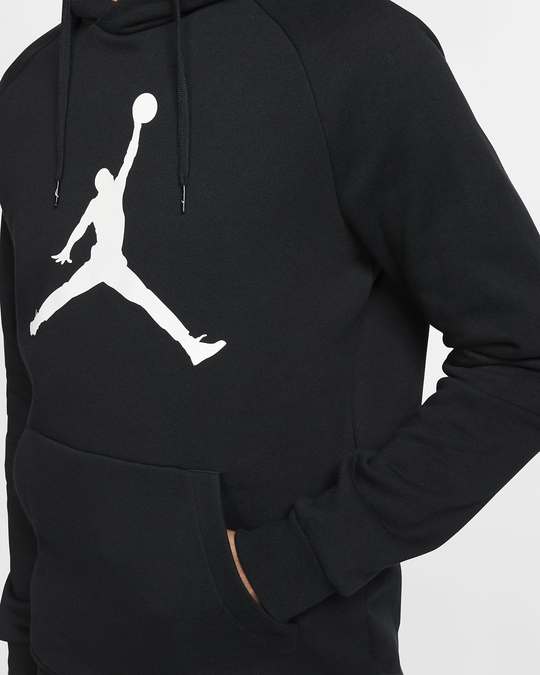 Jordan Jumpman Logo Men's Fleece Pullover Hoodie - Black/White