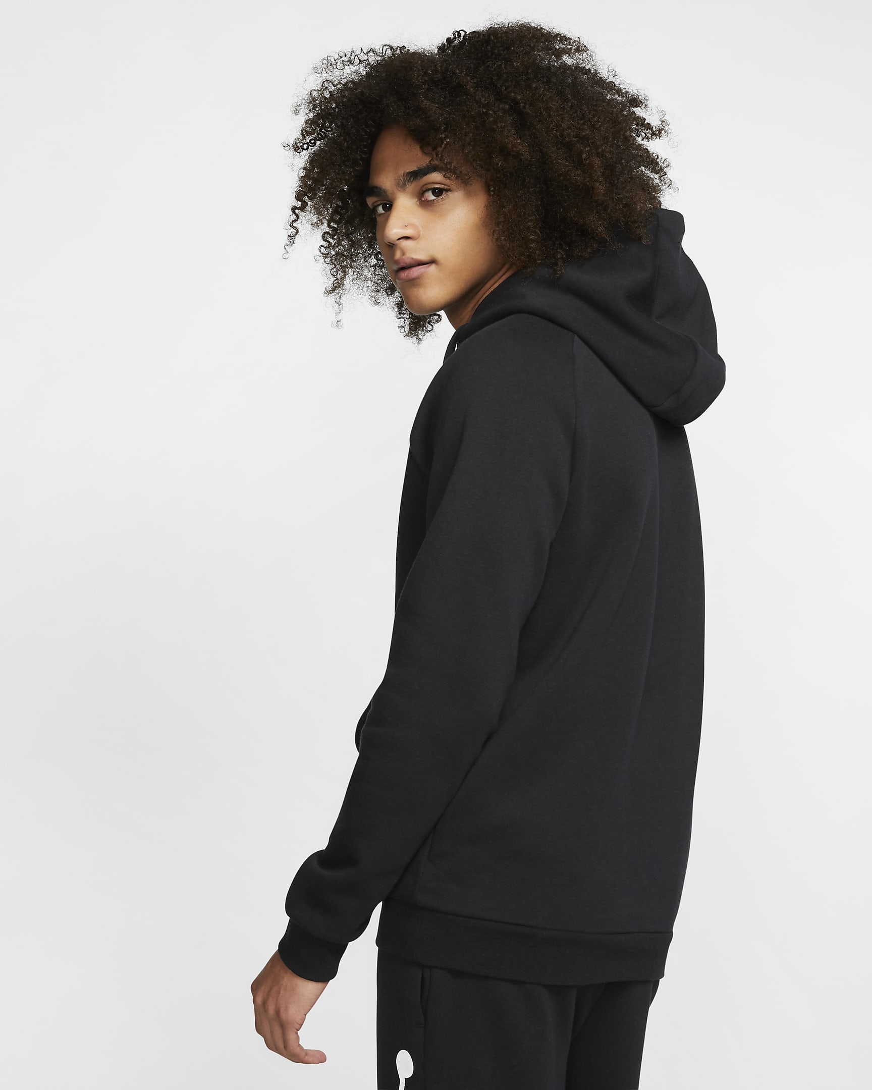 Jordan Jumpman Logo Men's Fleece Pullover Hoodie - Black/White