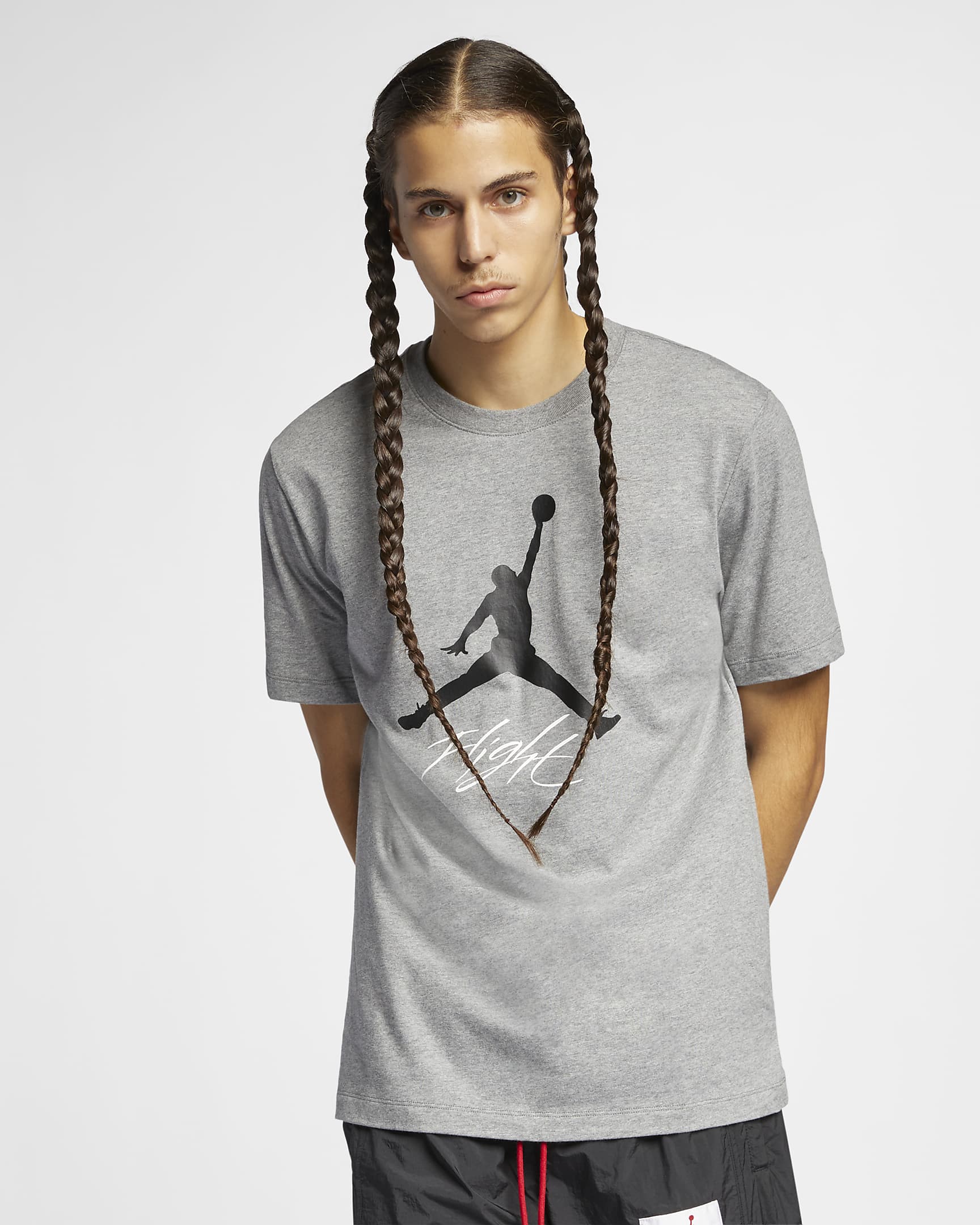 Jordan Jumpman Flight Herren-T-Shirt - Carbon Heather/Schwarz