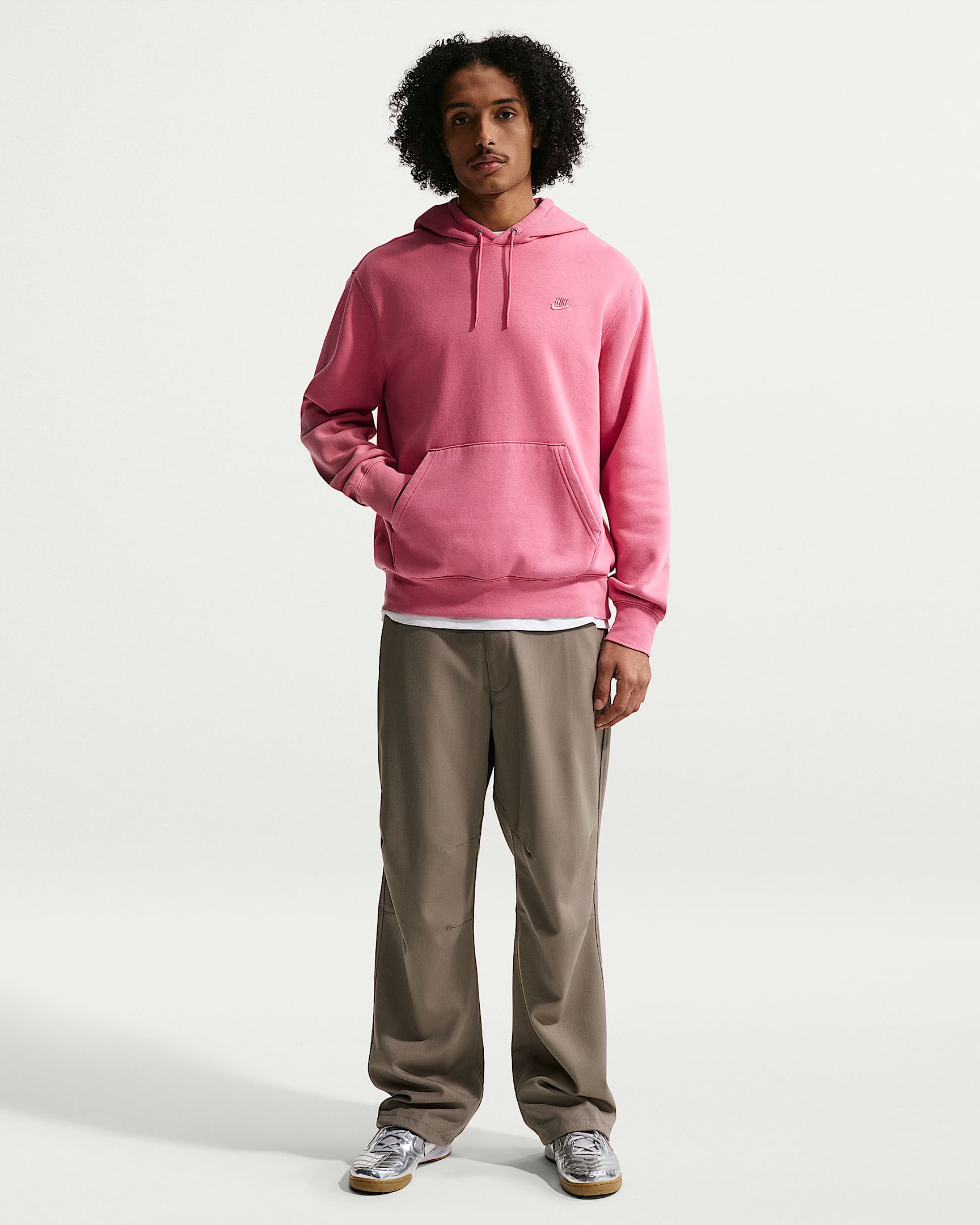 Nike Sportswear Club Men's Washed Fleece Hoodie - Peony/Peony