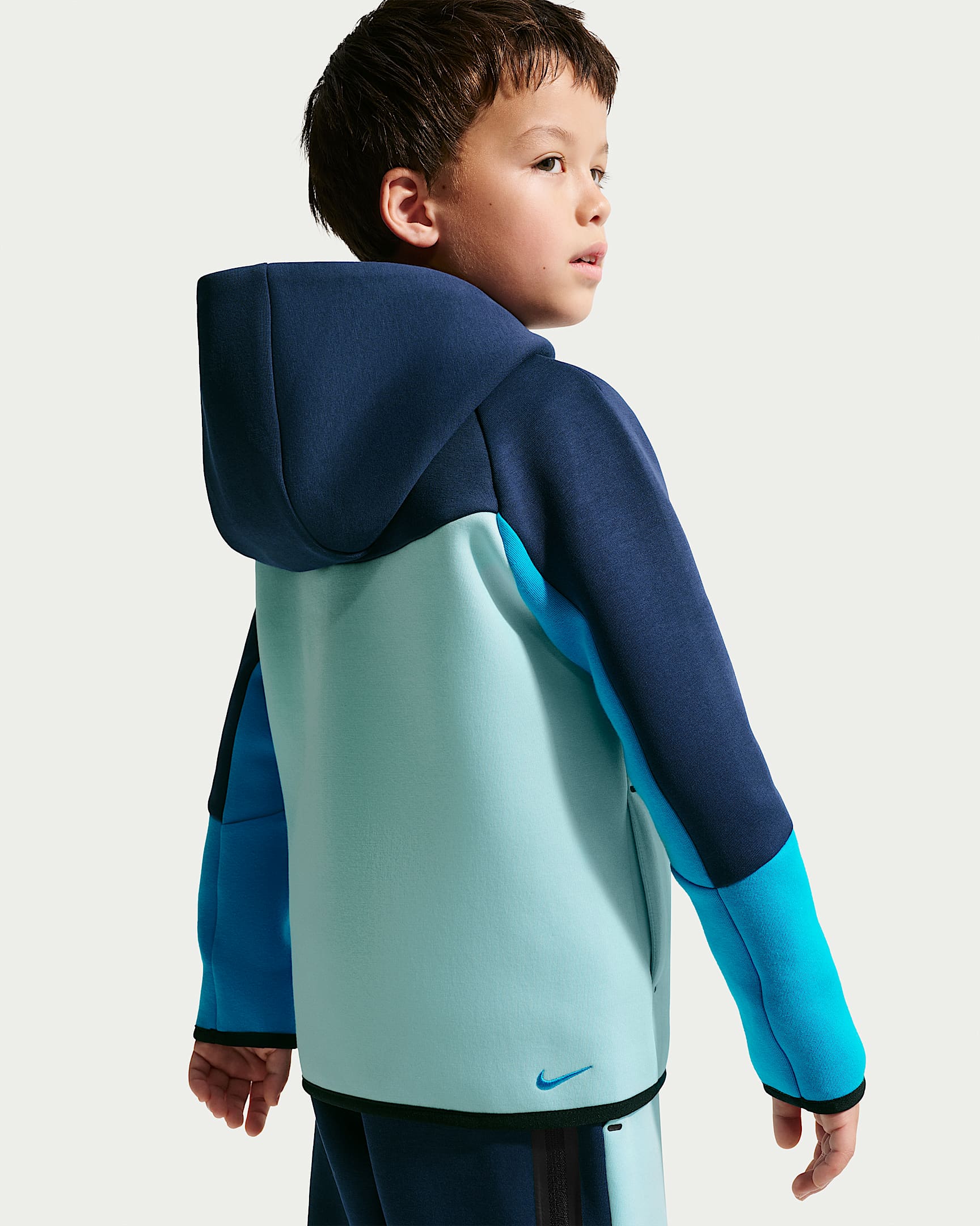 Conjunto de 2 piezas de sudadera de cierre completo Tech Fleece para niños talla pequeña Nike Sportswear - Azul marino medianoche