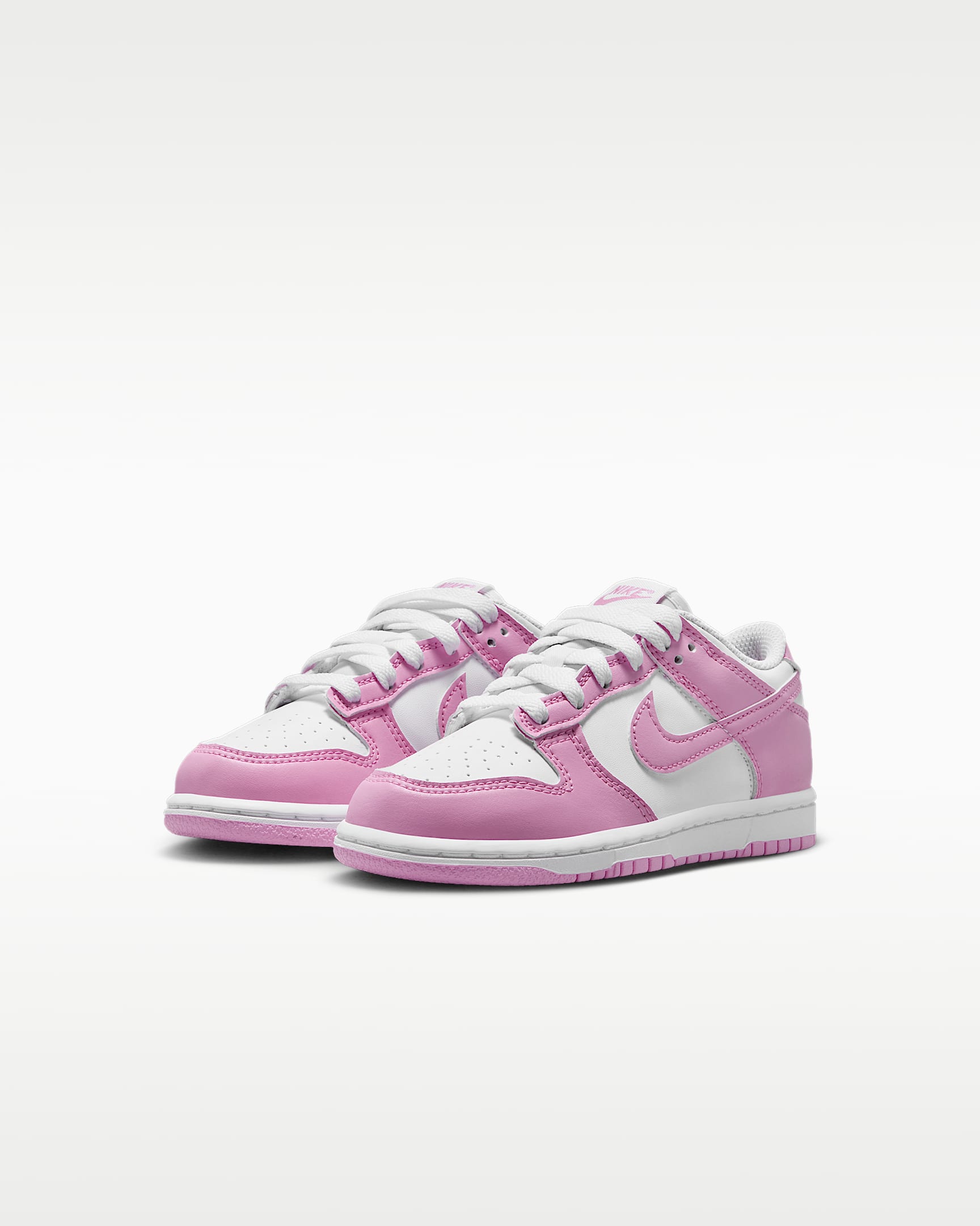 Nike Dunk Low Younger Kids' Shoes - White/White/White/Pink Rise