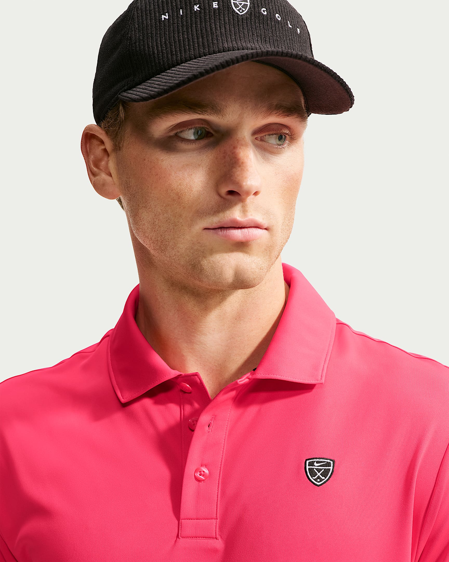 Nike Par Men's Dri-FIT Chest-Logo Golf Polo - Fusion Red/Black
