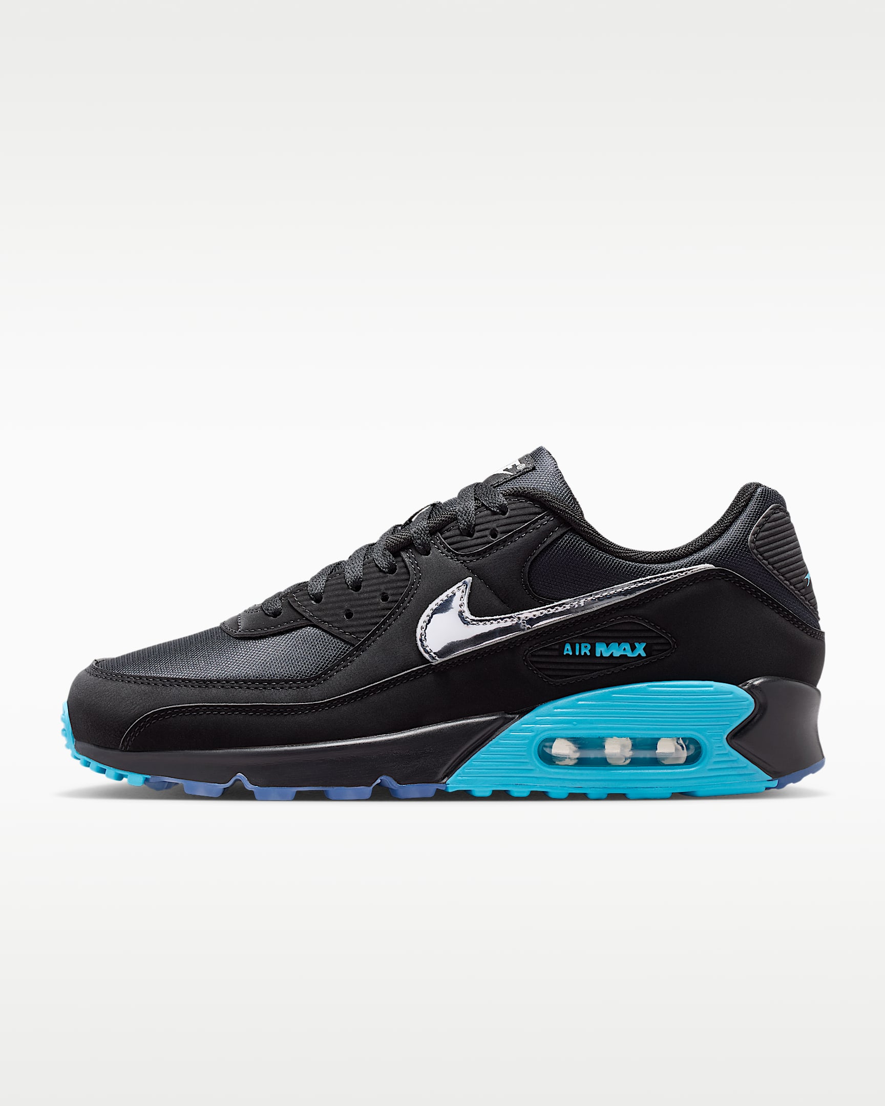 Tenis para hombre Nike Air Max 90 Premium "Scorpion" - Negro/Azul gamma/Hielo/Cromo