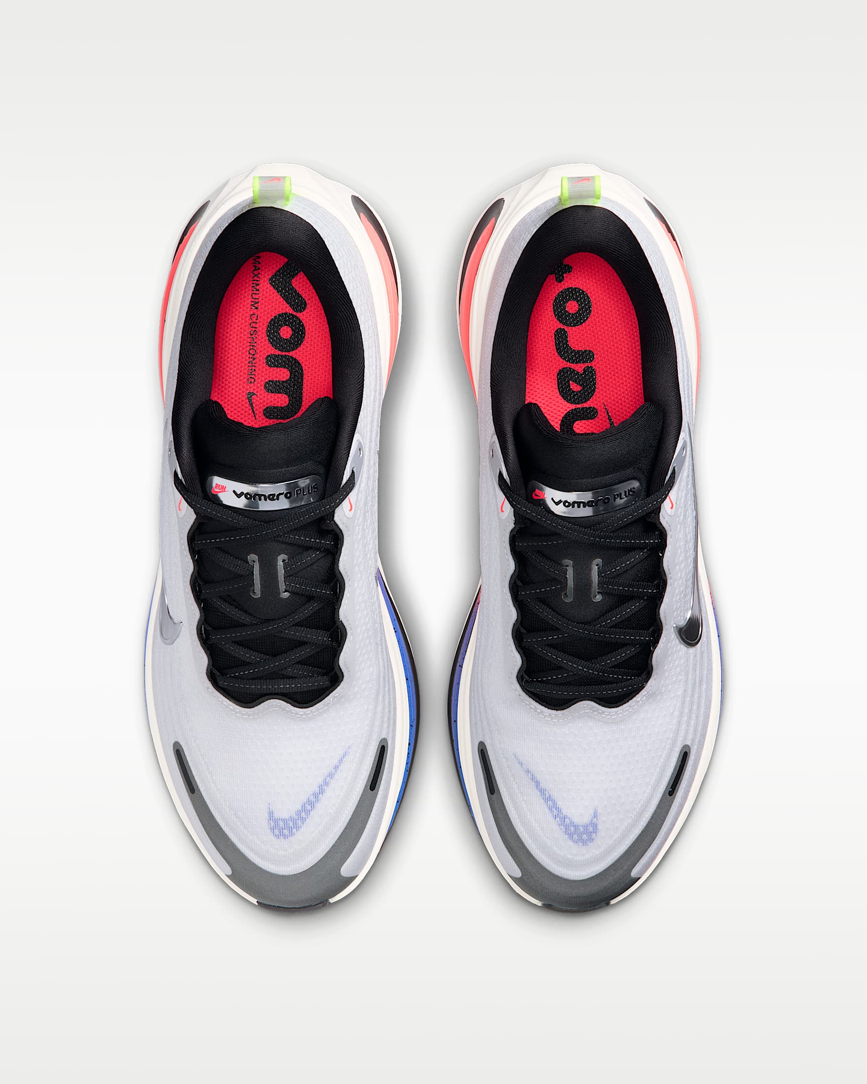 Nike Vomero Plus Men's Road Running Shoes - White/Black/Racer Blue/Metallic Silver