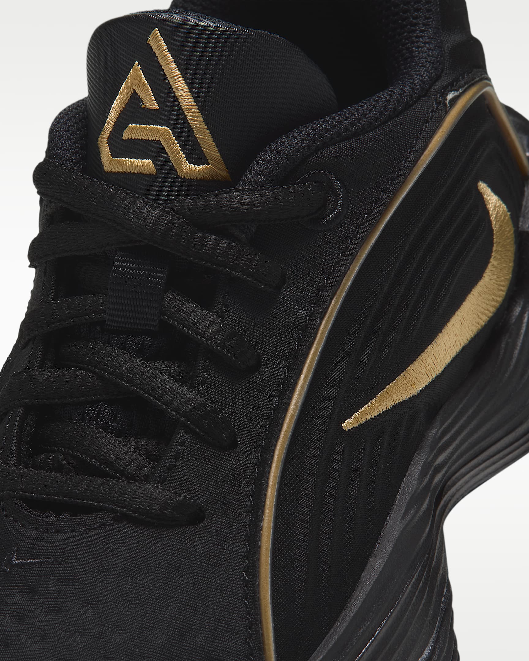 Tenis de básquetbol para niños de preescolar Giannis Immortality 5 - Negro/Marrón claro goma/Volt/Oro metalizado