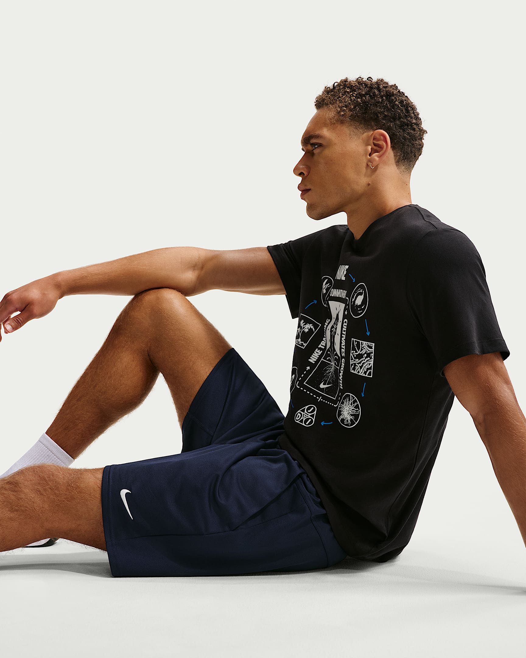 Shorts de entrenamiento Dri-FIT de 18 cm para hombre Nike Flex - Obsidiana/Blanco