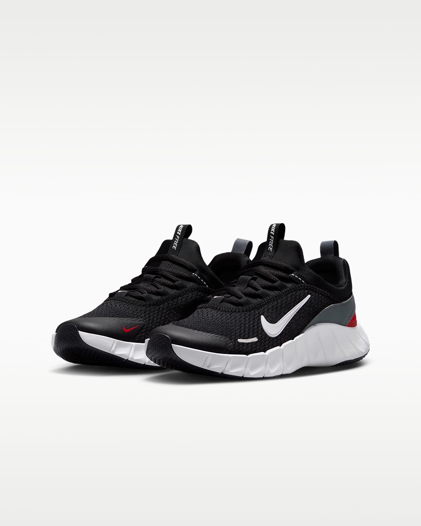 รองเท้าวิ่งเด็กโต Nike Free Ride - ดำ/Cool Grey/University Red/ขาว